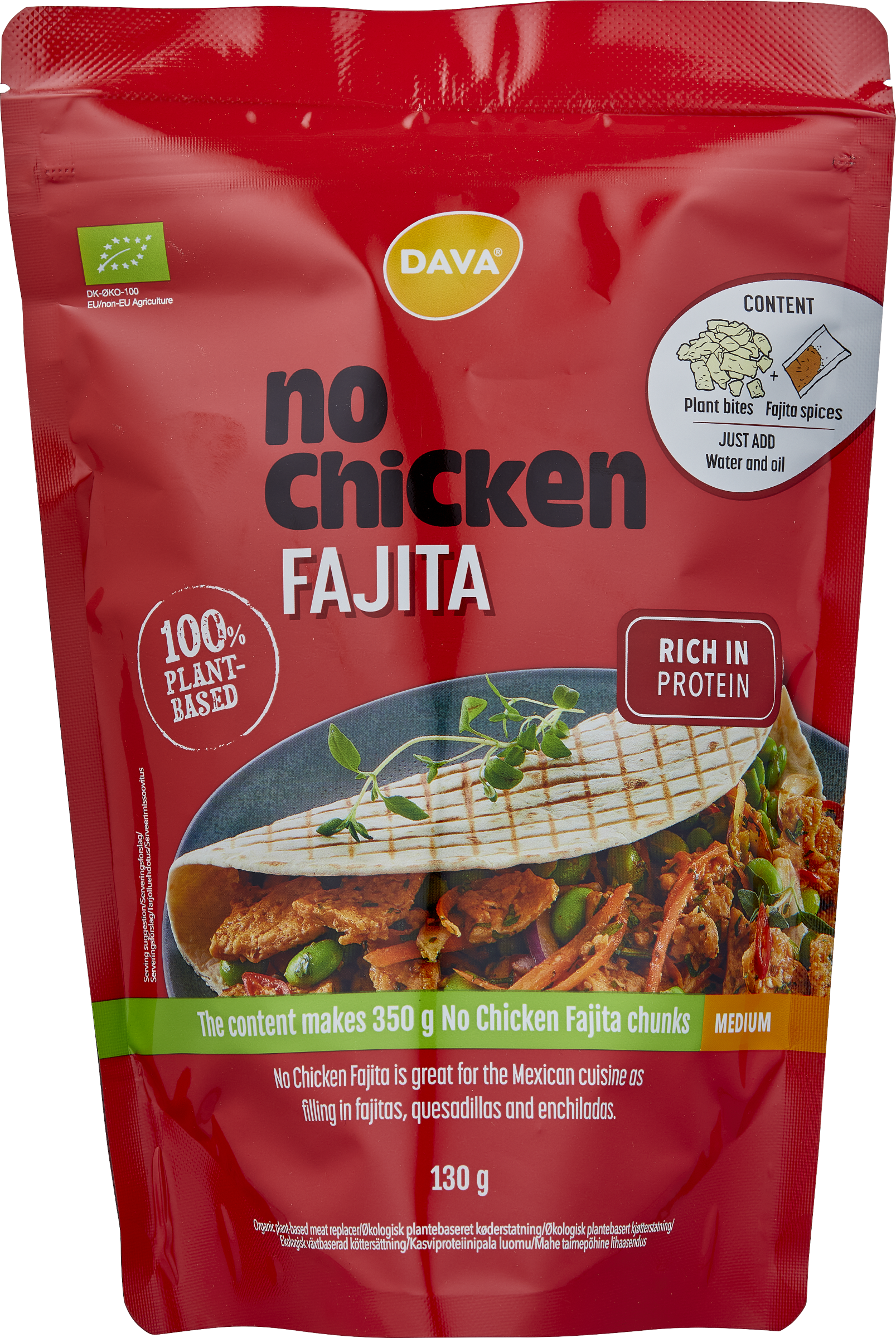 DAVA No Chicken Fajita luomu kasviproteiinipala 130g