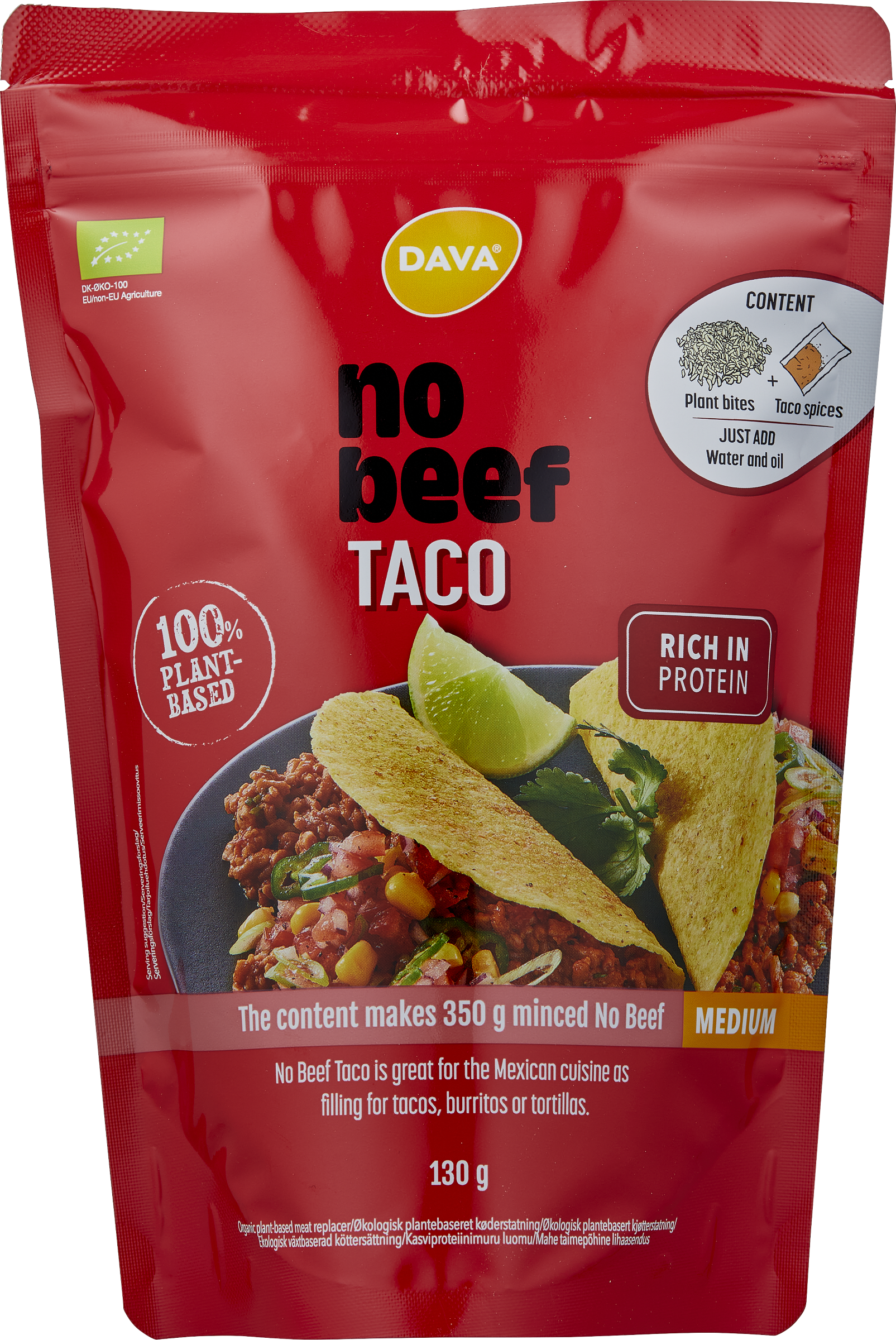 DAVA No Beef Taco luomu kasviproteiinimuru 130g