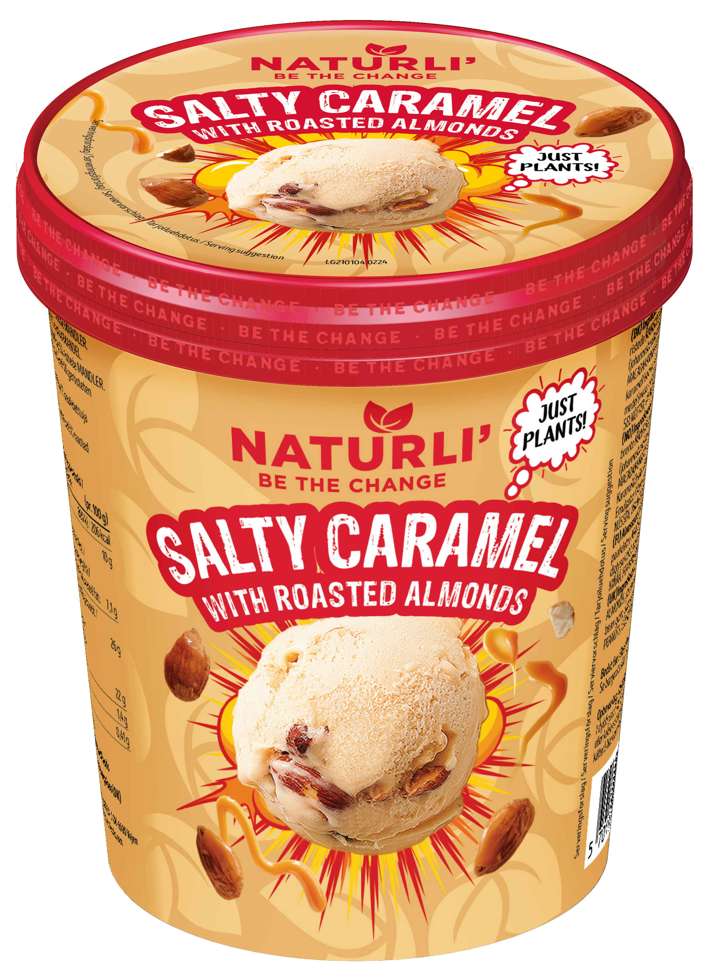 Naturli caramel salé aux amandes grillées vegaaninen jäätelö 480ml/320g