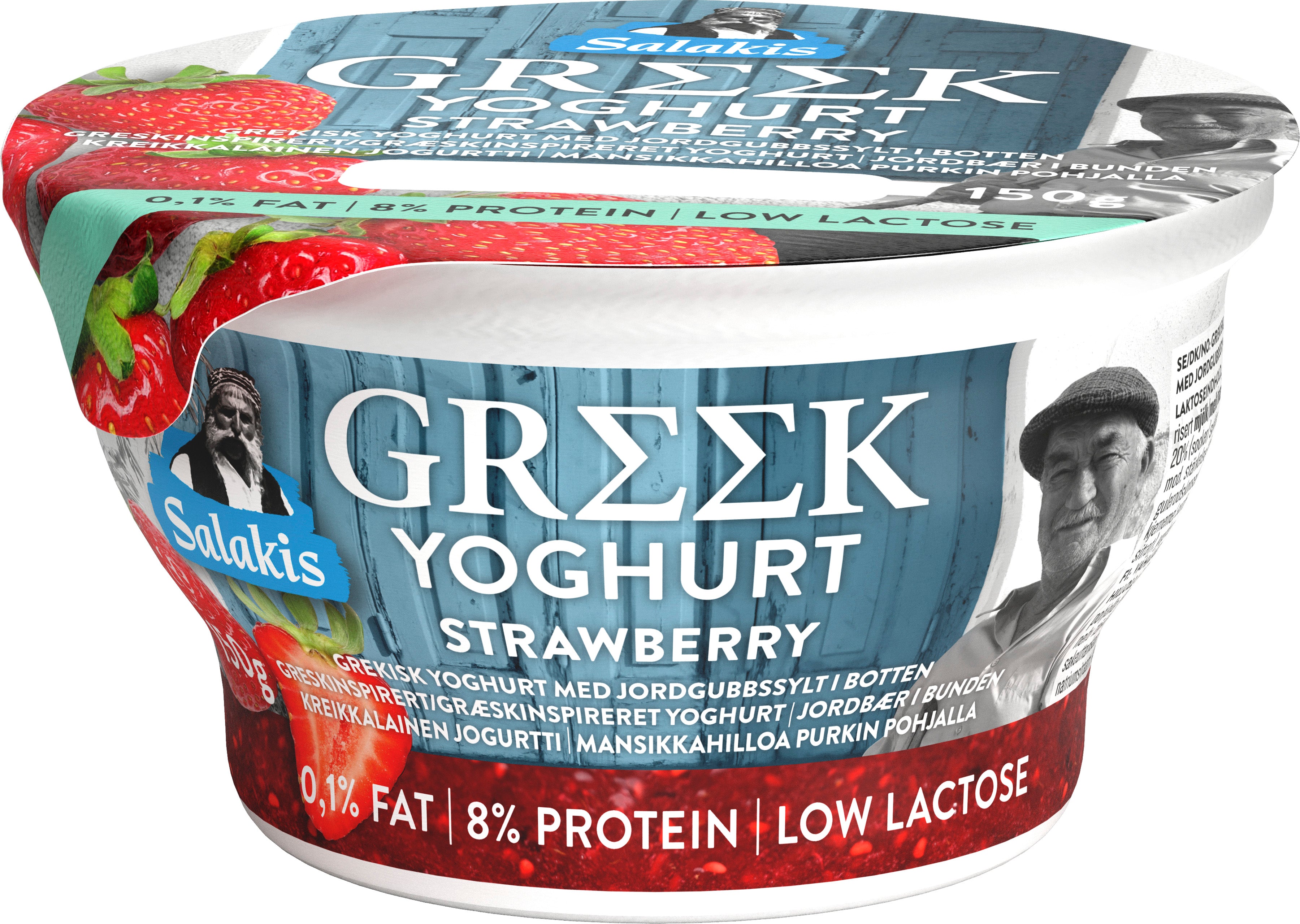 Salakis Kreikkalainen jogurtti 0,1% Mansikka 150g