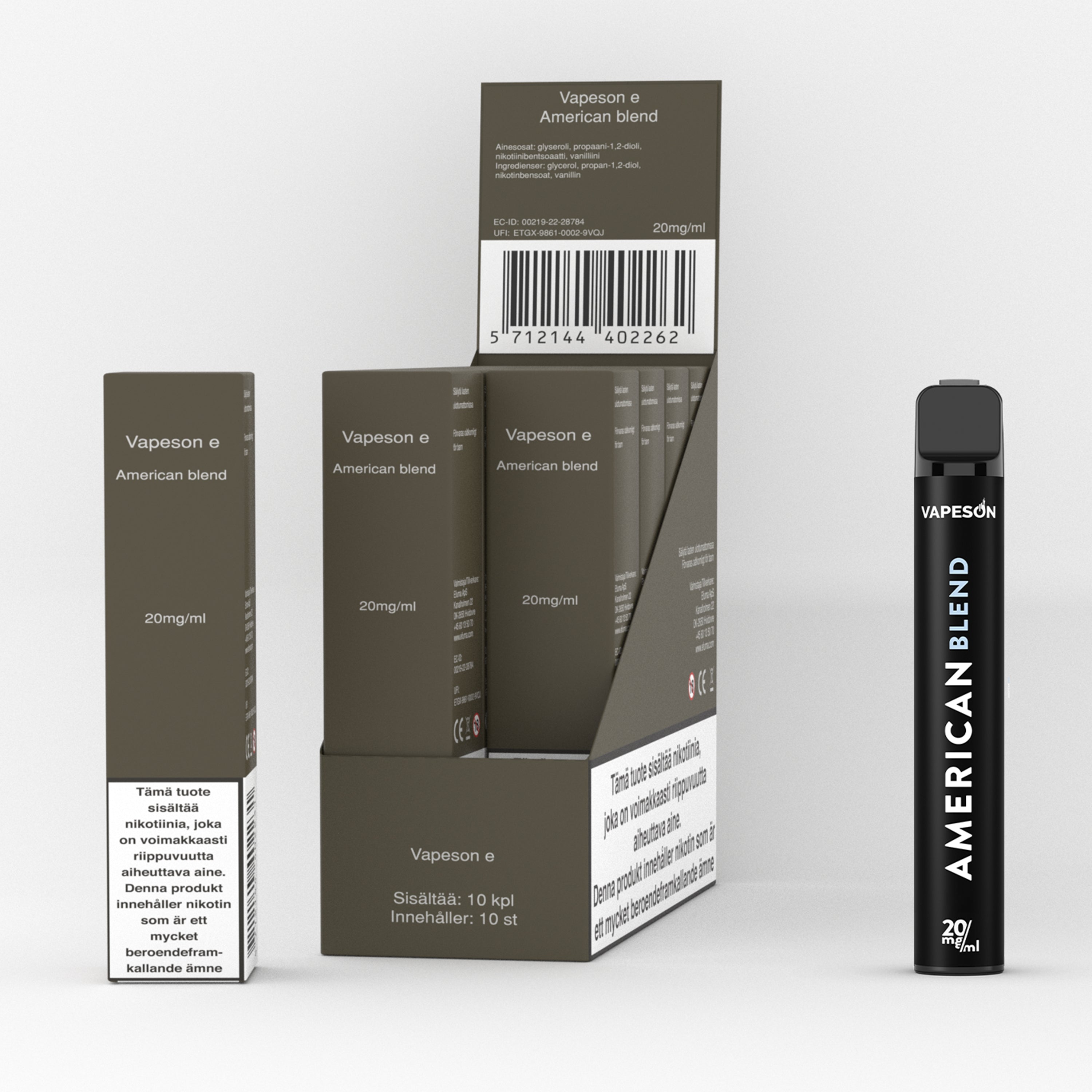 Vapeson kertakäyttöinen sähkösavuke 1kpl American Blend 20mg/ml