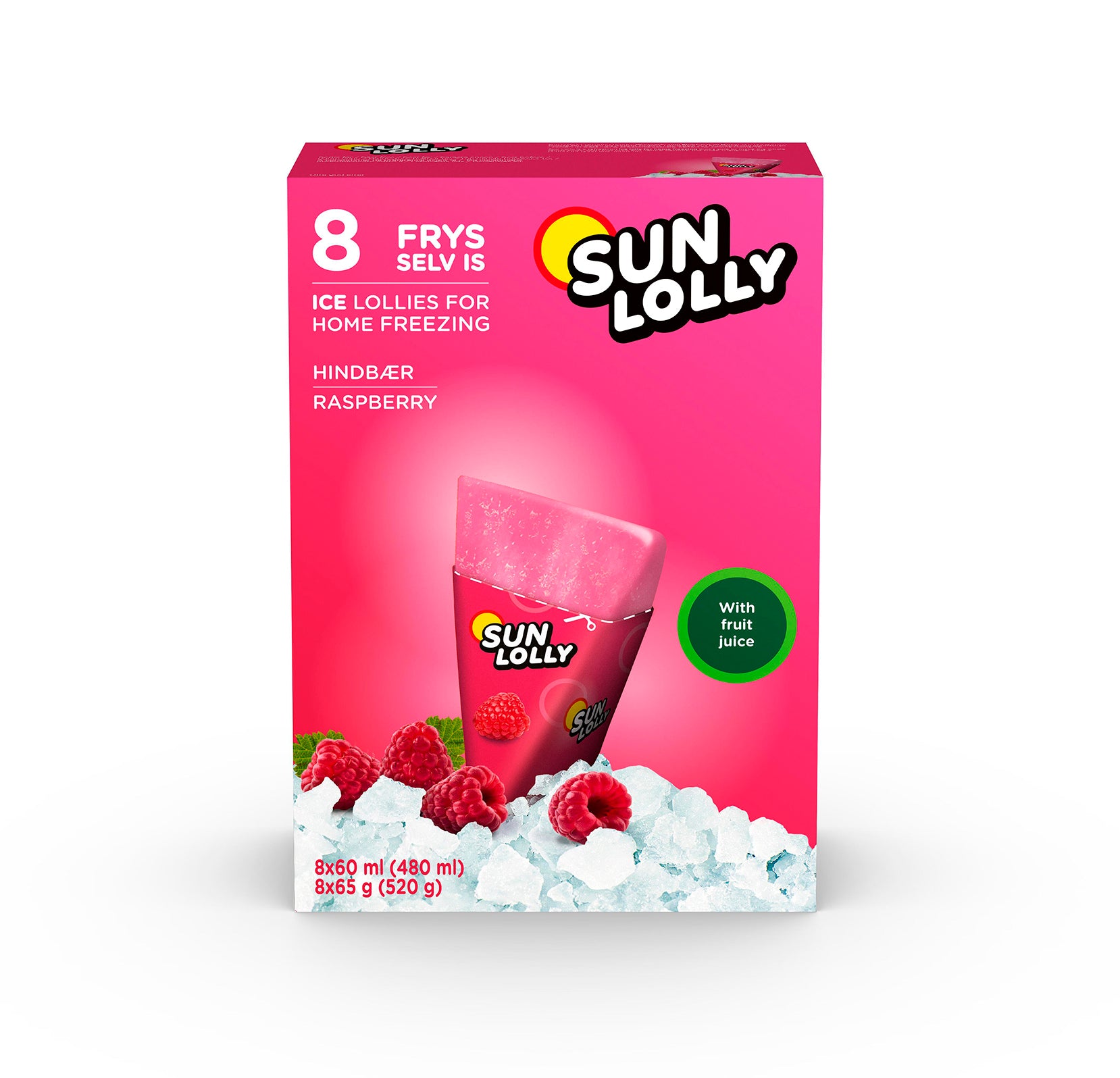 Sun Lolly 8x60ml/65g Pakasta itse mehujää Vadelma