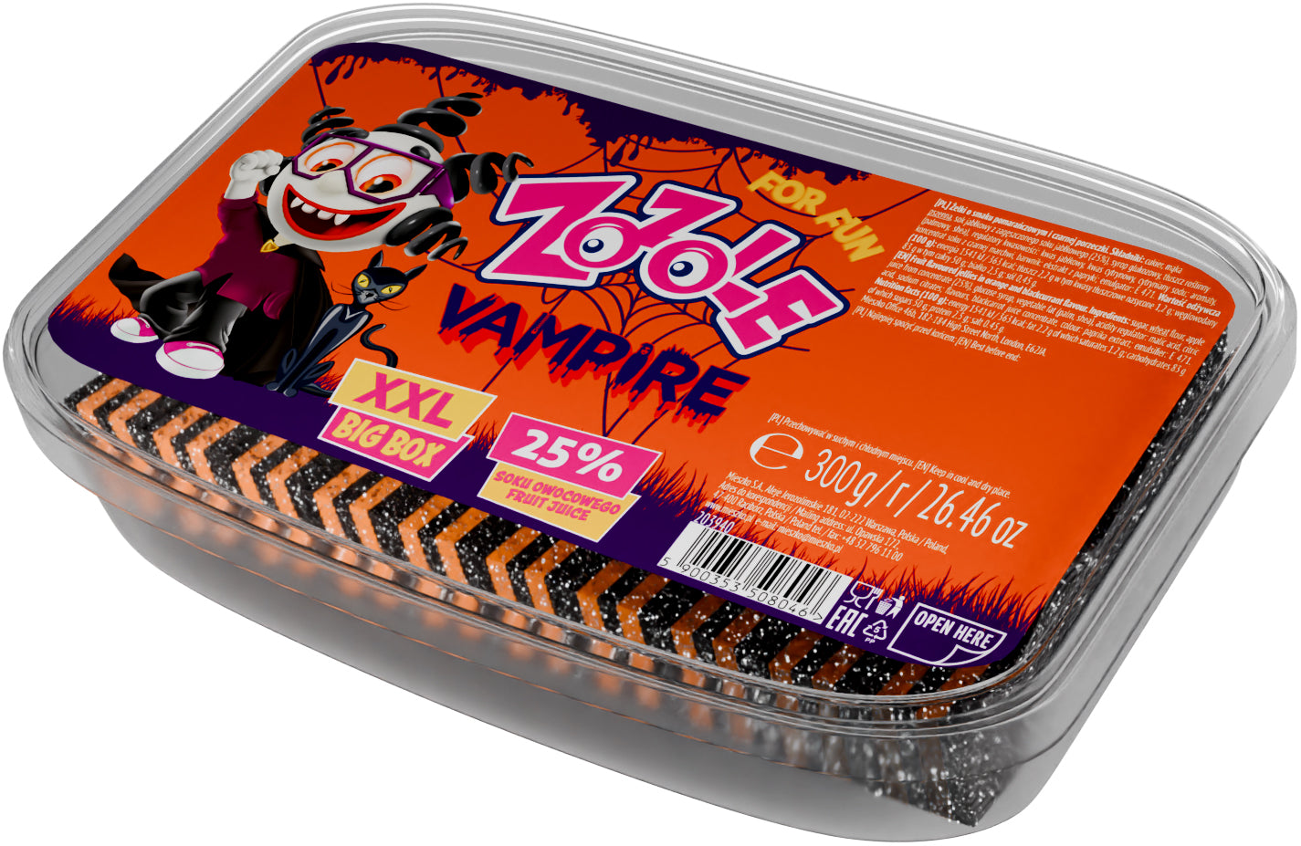 Mieszko Zozole Halloween Vampire kirpeitä hedelmänmakuisia remmimakeisia 300 g