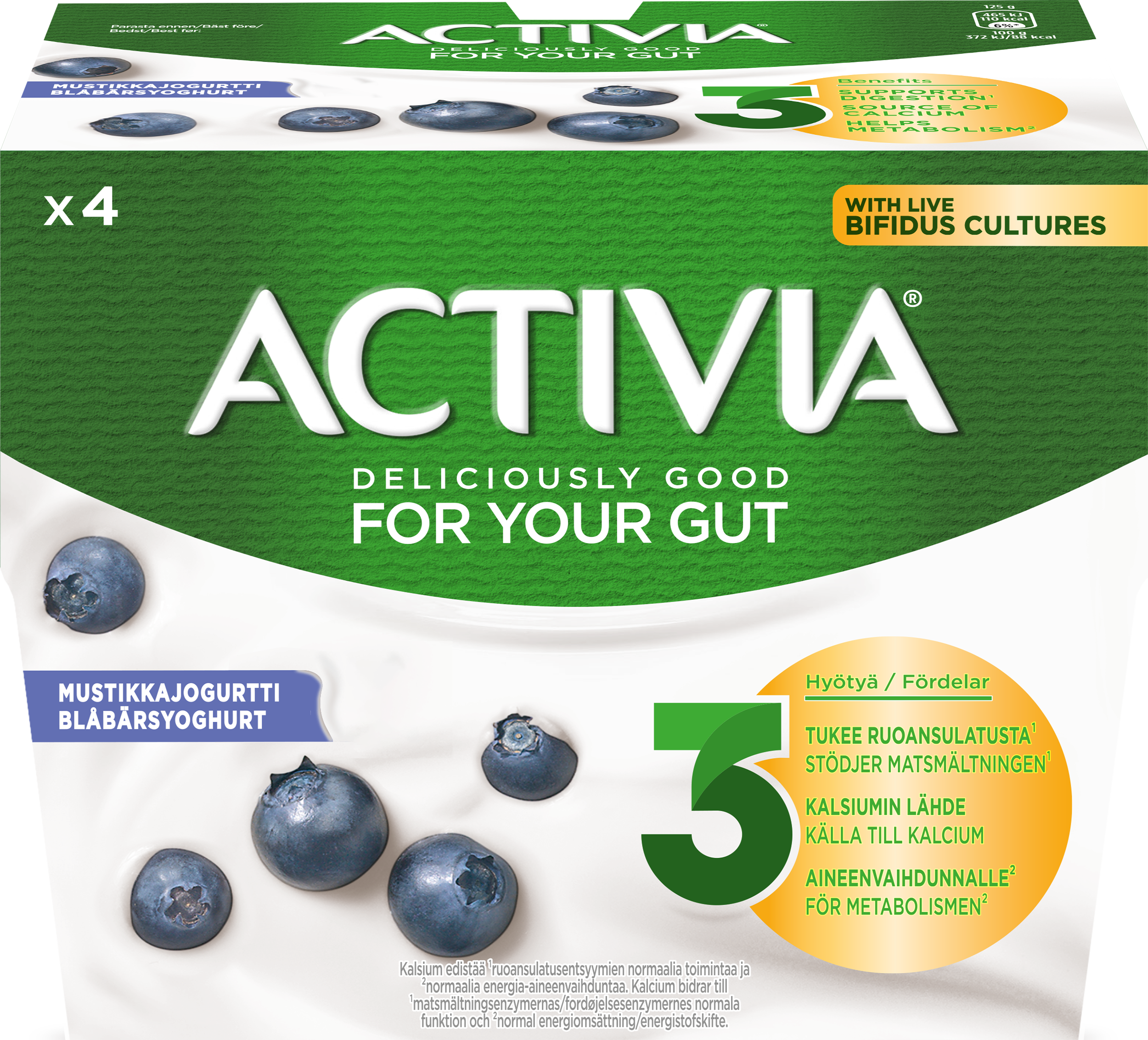 Danone Activia Mustikkajogurtti 4x125g