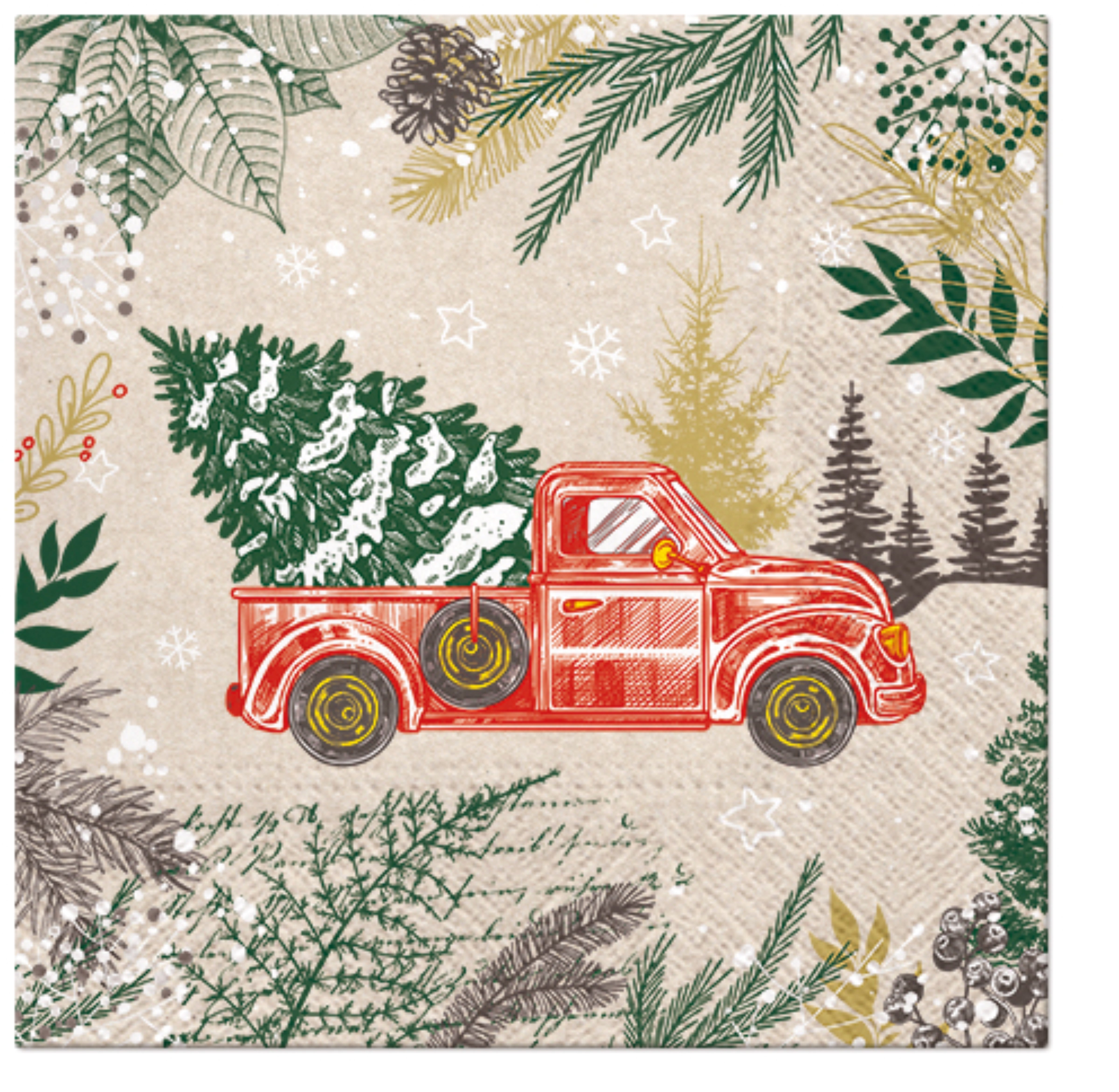 Ilmapallokeskus We Care vintage jouluauto EKO paperilautasliina 20kpl 33cm