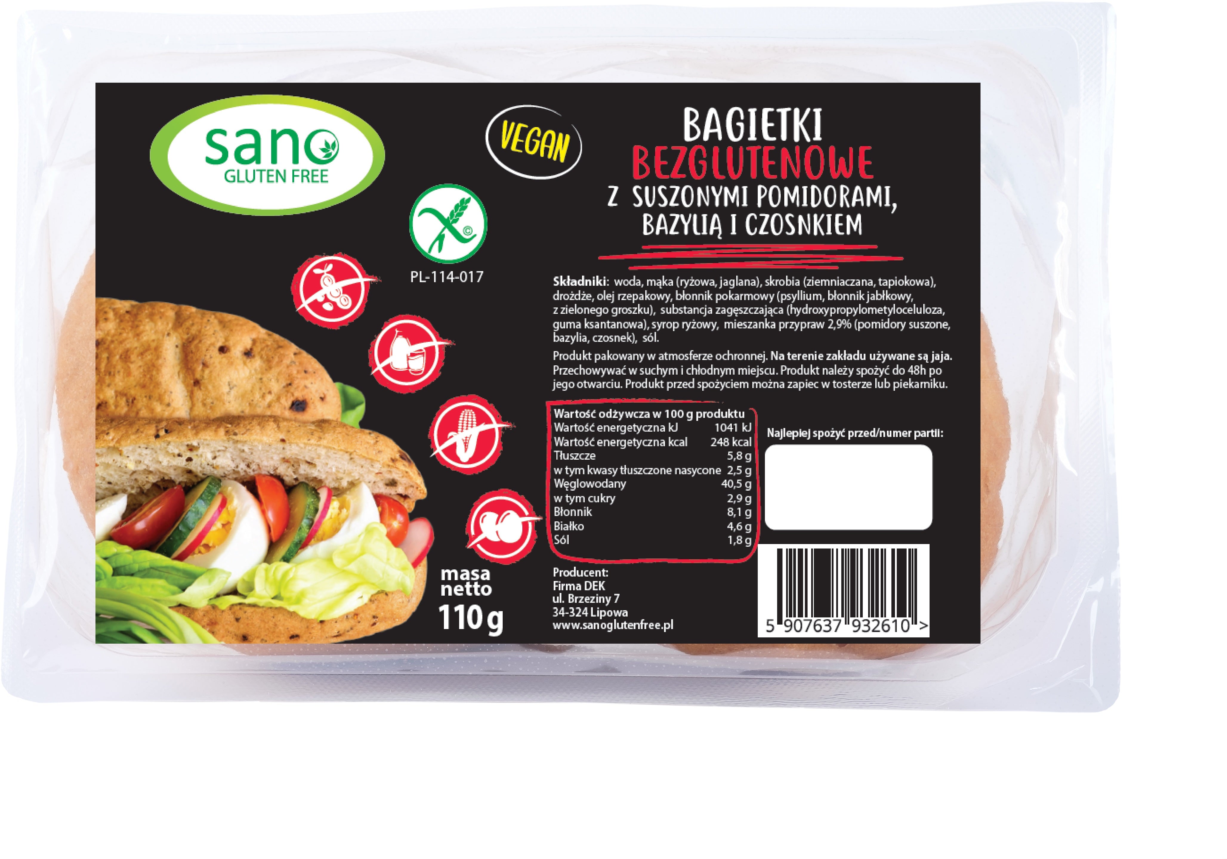 Sano Gluteeniton Patonki Tomaatti, valkosipuli ja basilika 110g