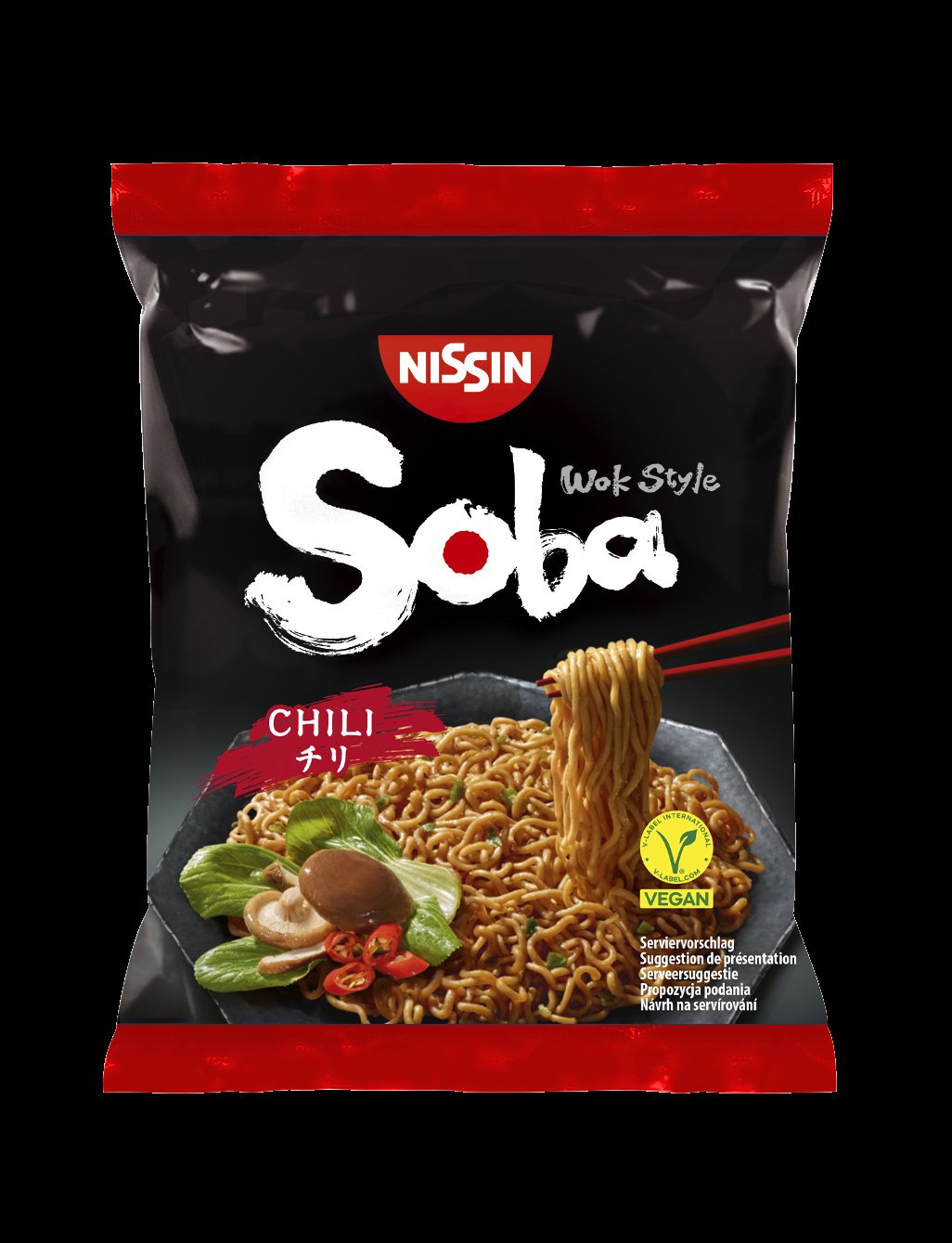 Nissin 111g Soba Bag Pikavehnänuudeleita ja Chilimaustekastiketta