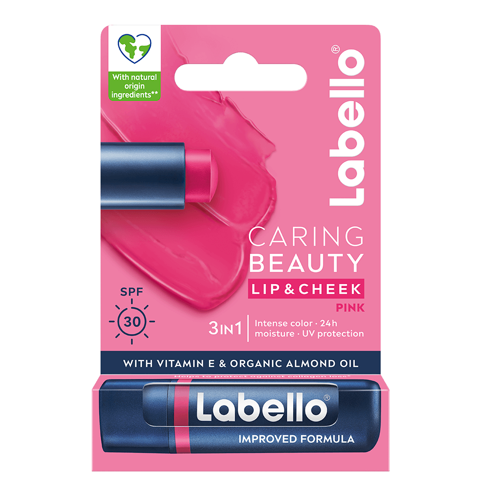 Labello 4,8g Caring Beauty Pink - sävyttävä voide huulille ja poskille