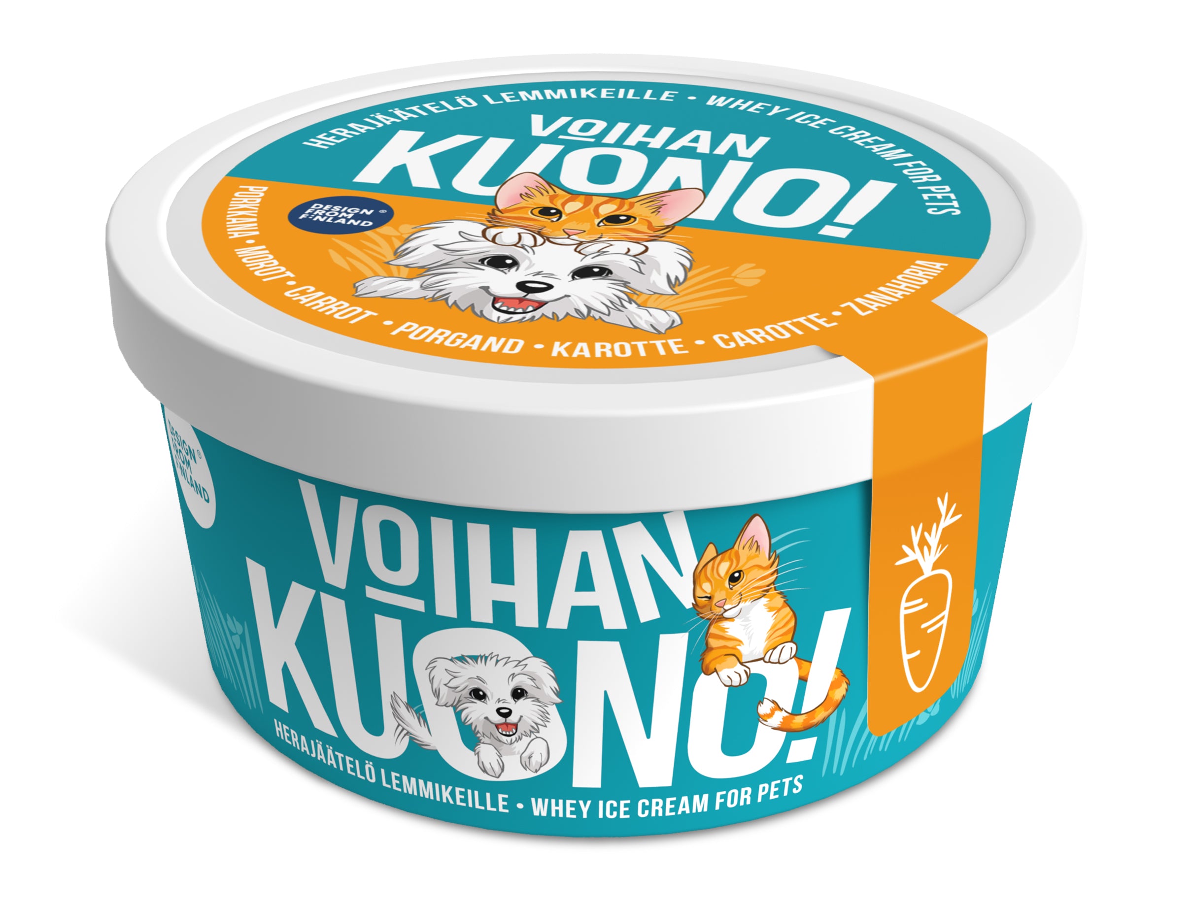 Voihan Kuono! Herajäätelö kissoille & koirille, Porkkana, gluteeniton, laktoositon, pakastetuote, 90g