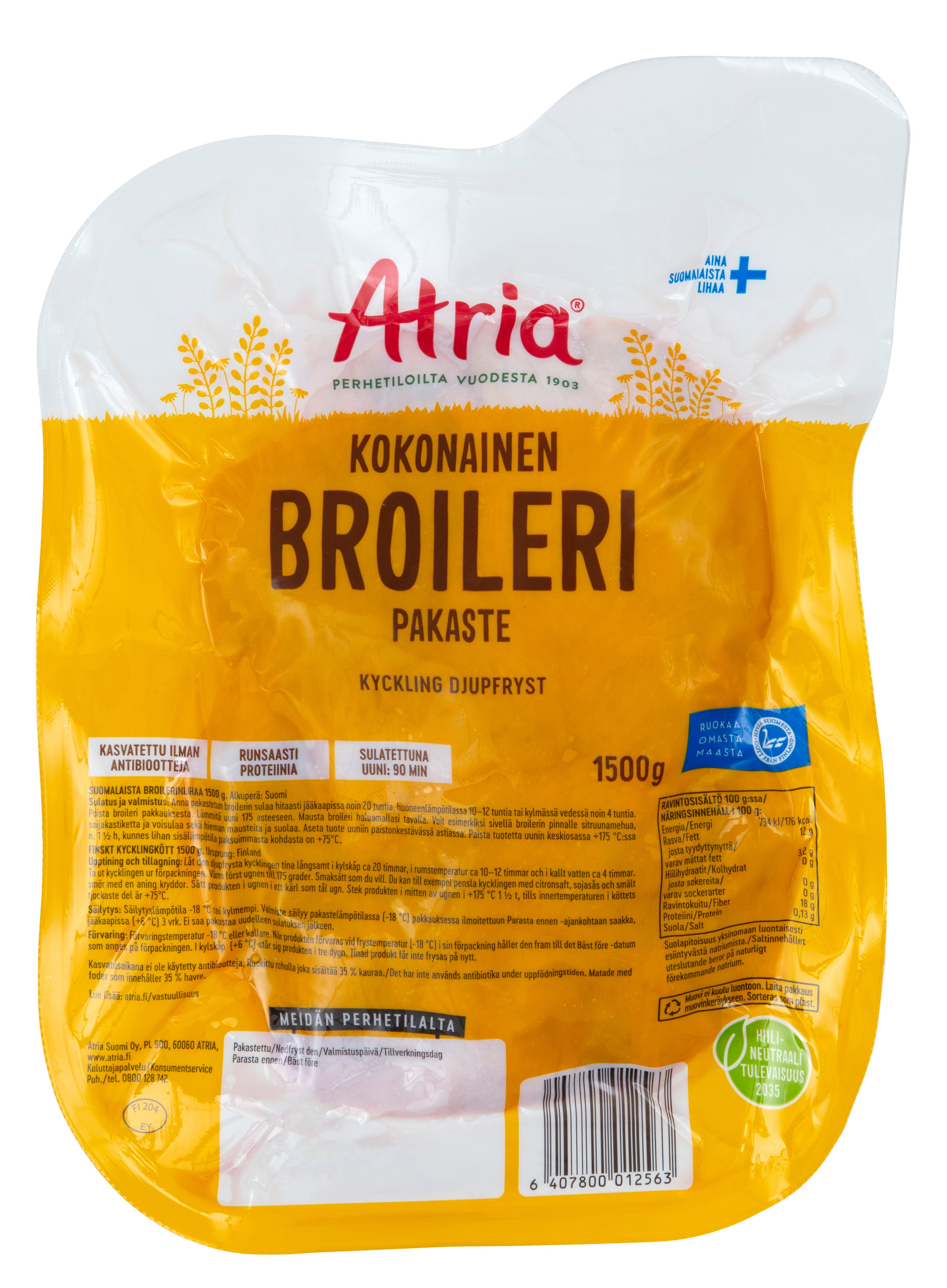 Atria Kokonainen Broileri Pakaste 1500g