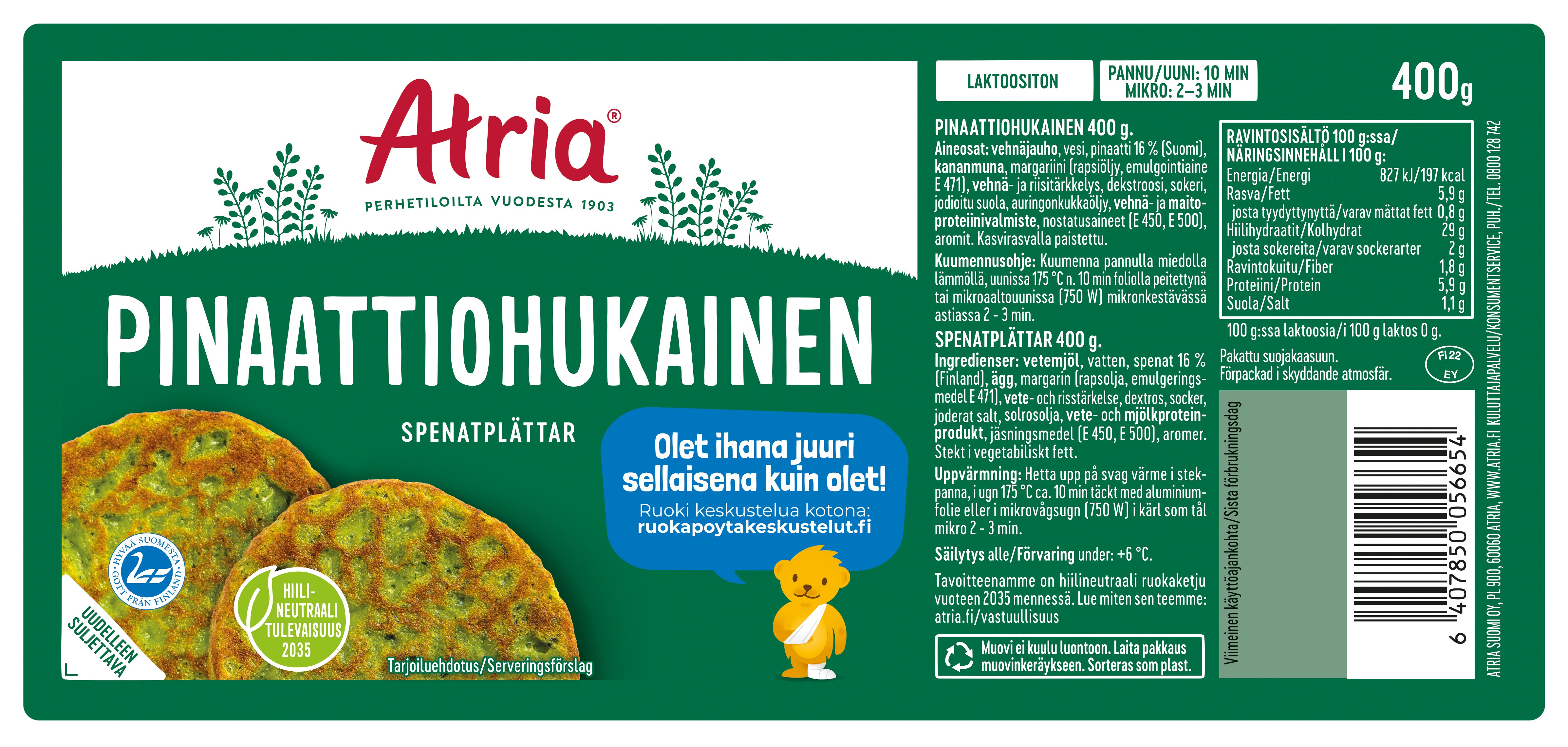 Atria Pinaattiohukainen 400g