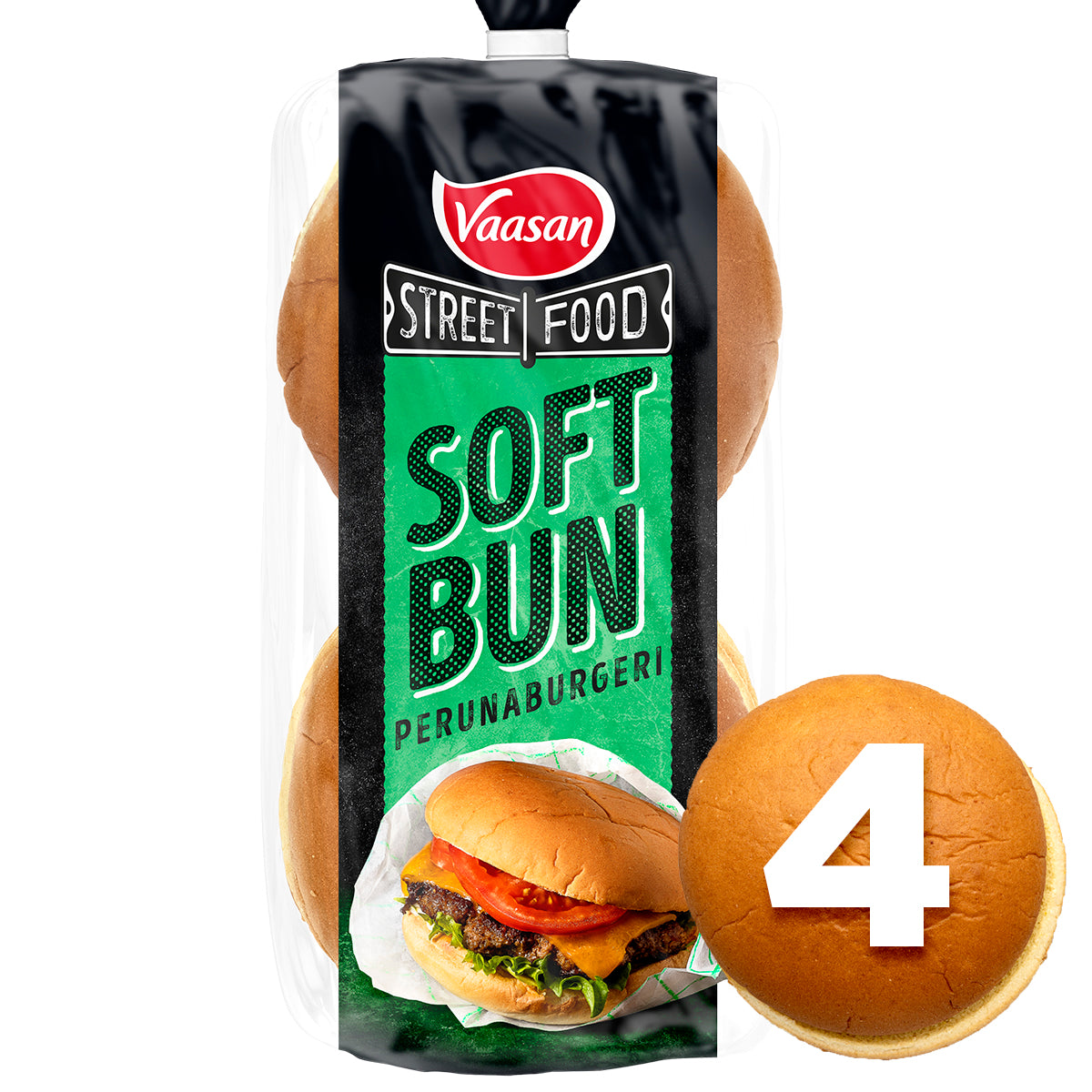 Vaasan Street Food SOFT BUN perunaburgeri 280g 4 kpl Gourmet Hampurilaissämpylä