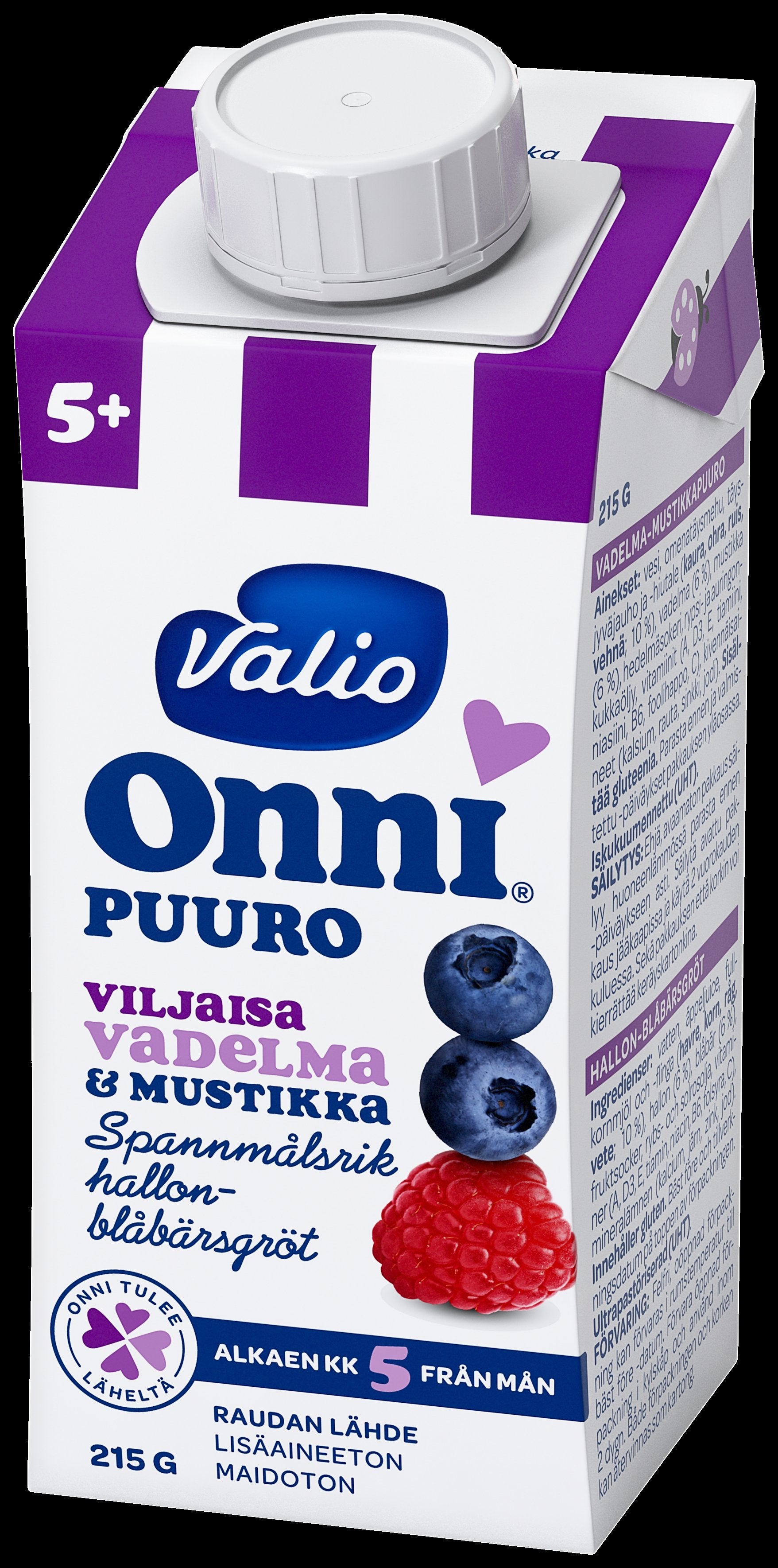 Valio Onni® vadelma-mustikkapuuro 215 g UHT (alk 5 kk)