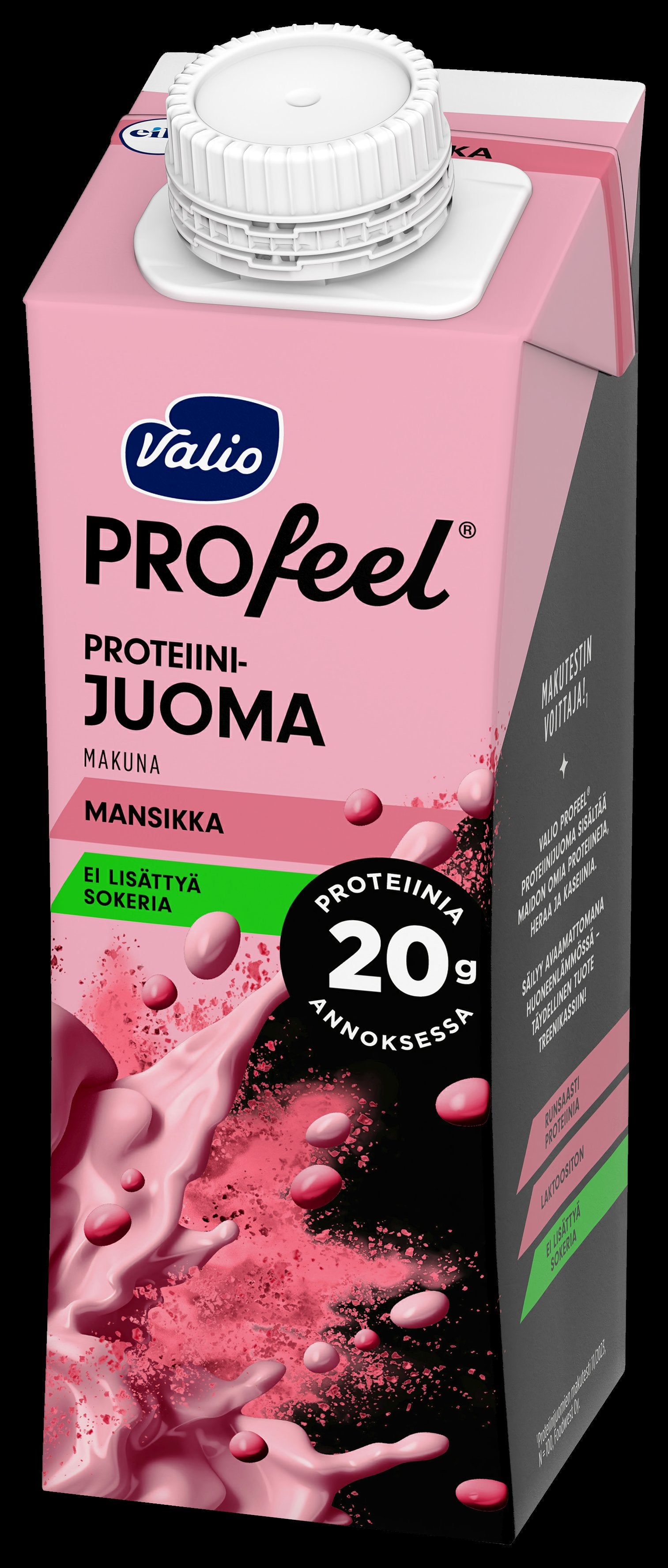Valio PROfeel® sokeroimaton proteiinijuoma mansikkainen 2,5 dl UHT laktoositon