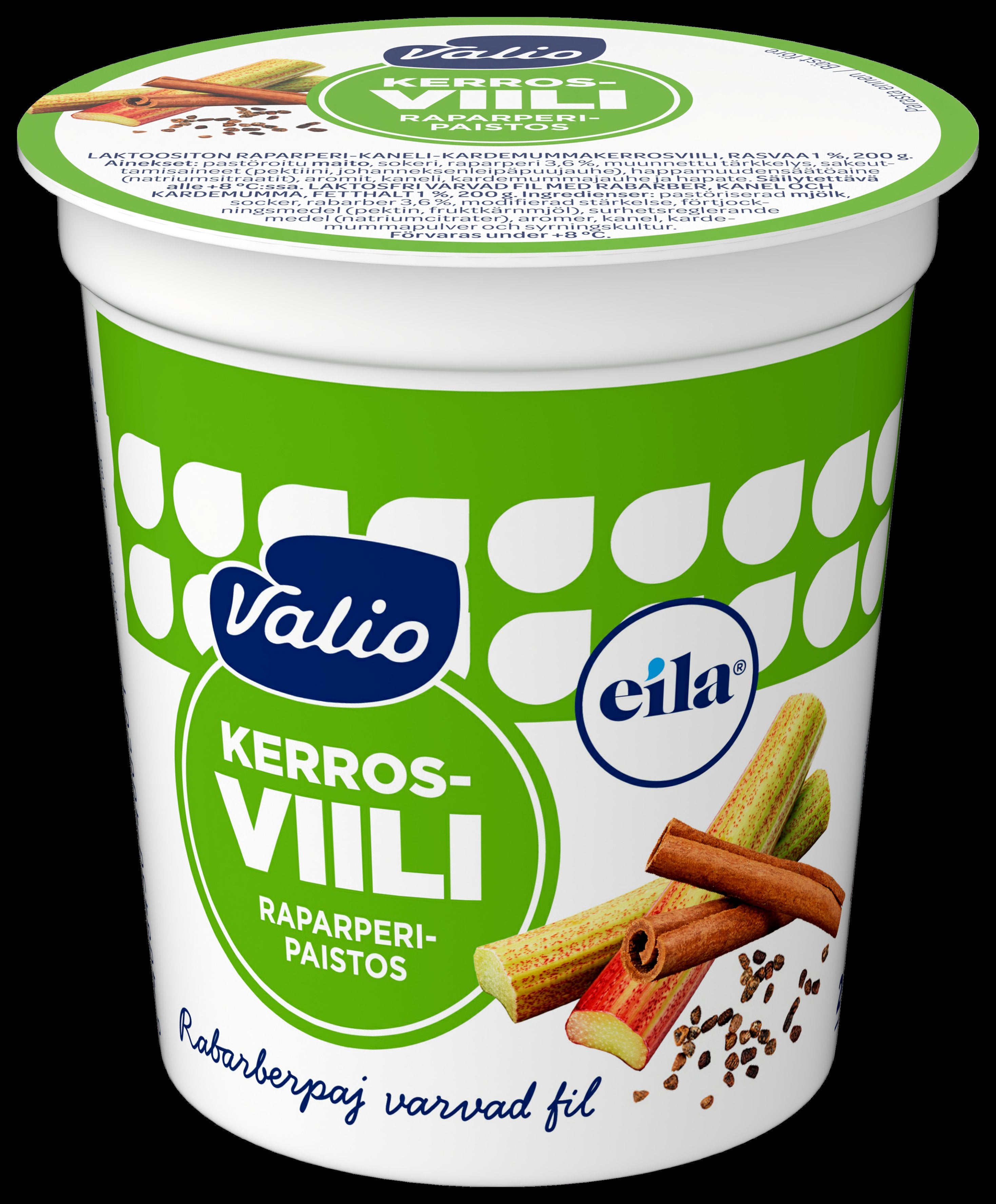 Valio kerrosviili 1 % 200 g raparperipaistos laktoositon