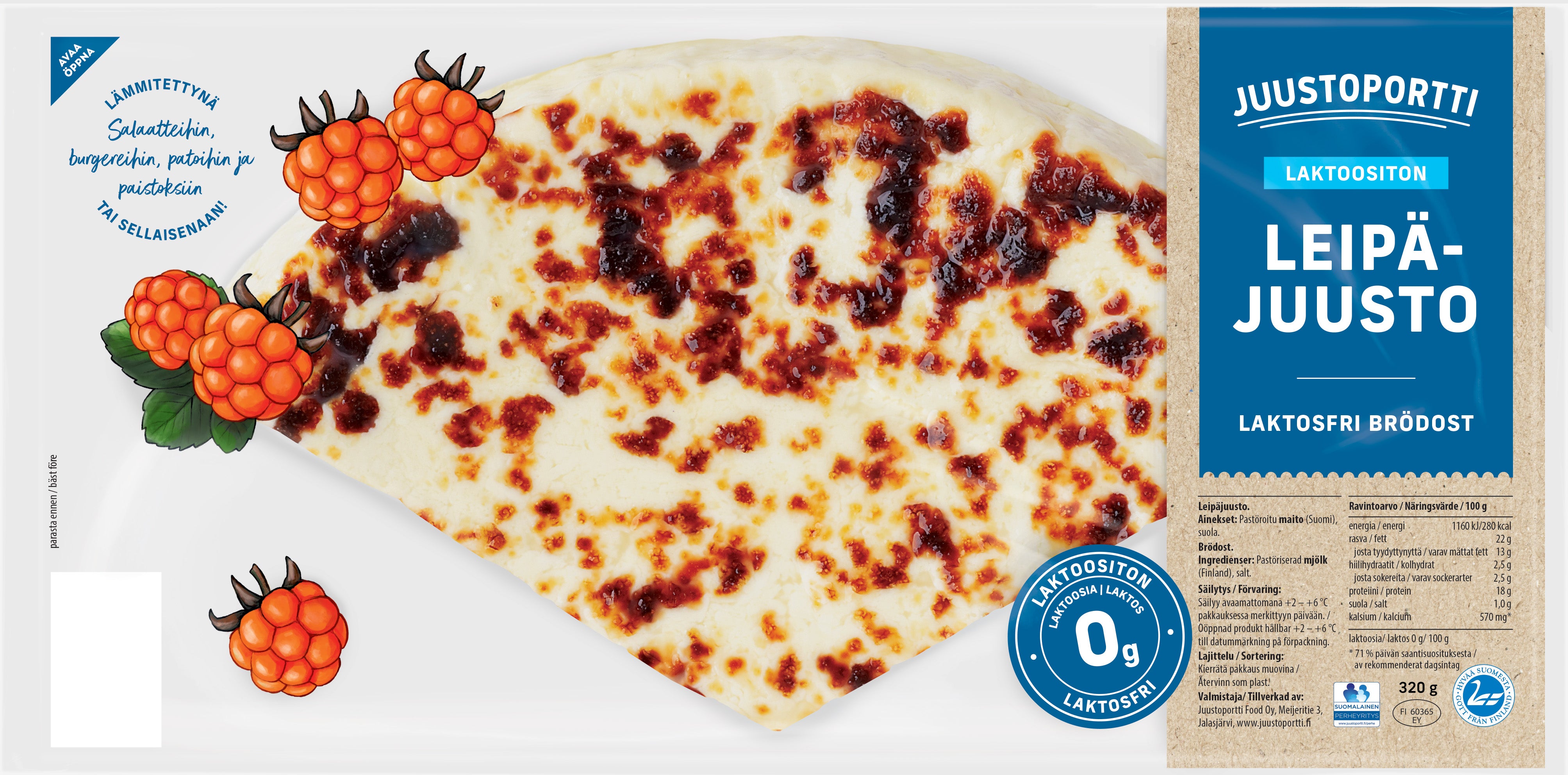 Juustoportti Leipäjuusto 320 g laktoositon