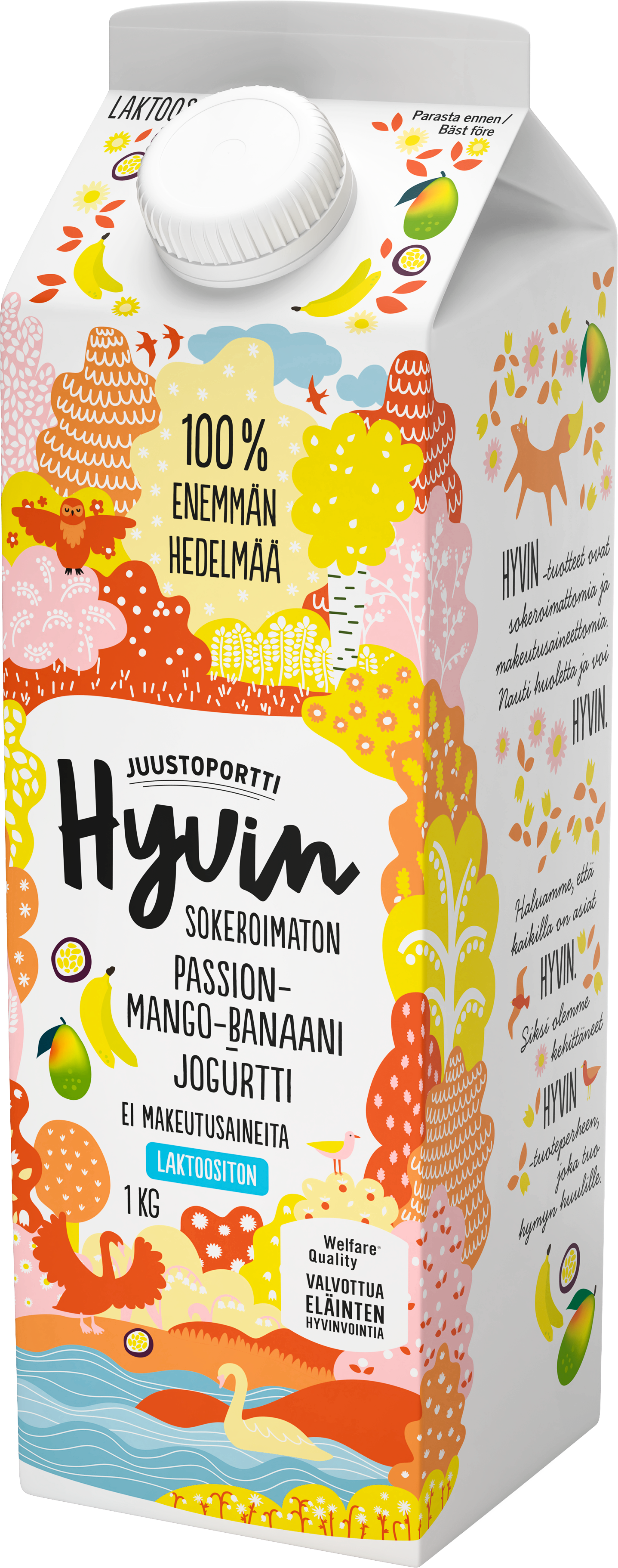 Juustoportti Hyvin jogurtti 1 kg passion-mango-banaani laktoositon