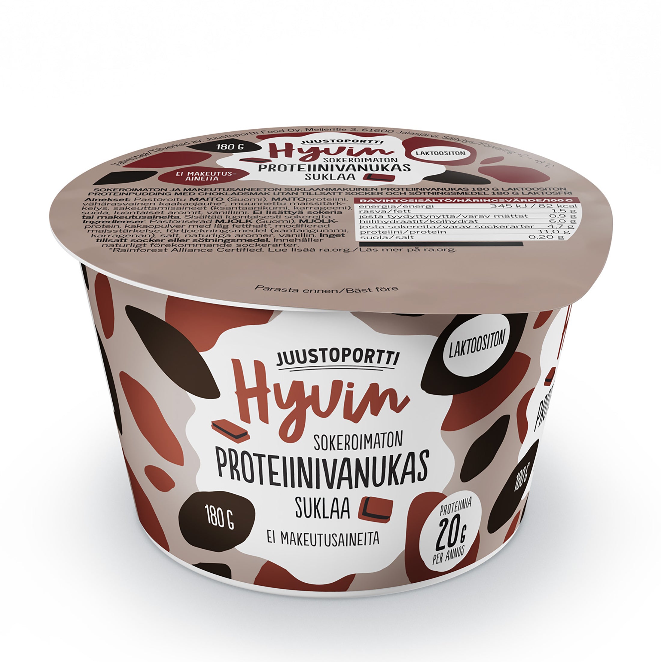 Juustoportti Hyvin proteiinivanukas 180 g suklaa laktoositon
