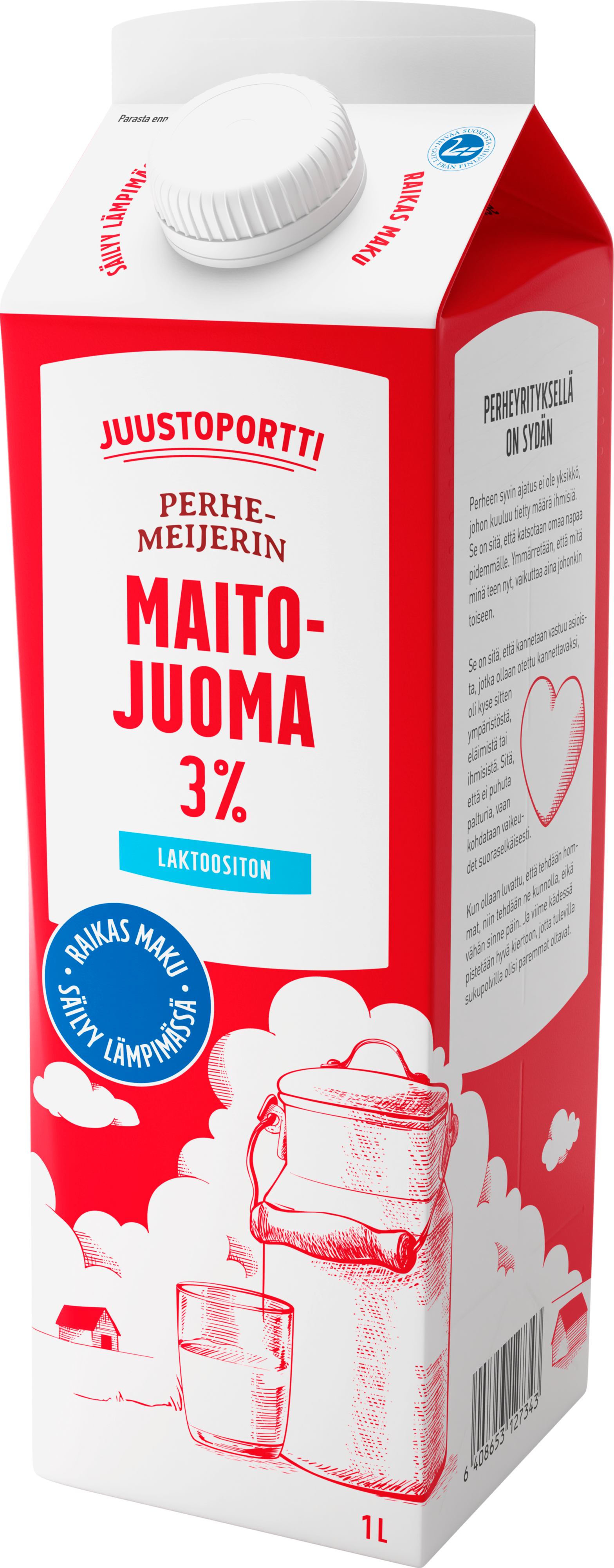 Juustoportti Perhemeijerin maitojuoma 3 % 1 l laktoositon UHT