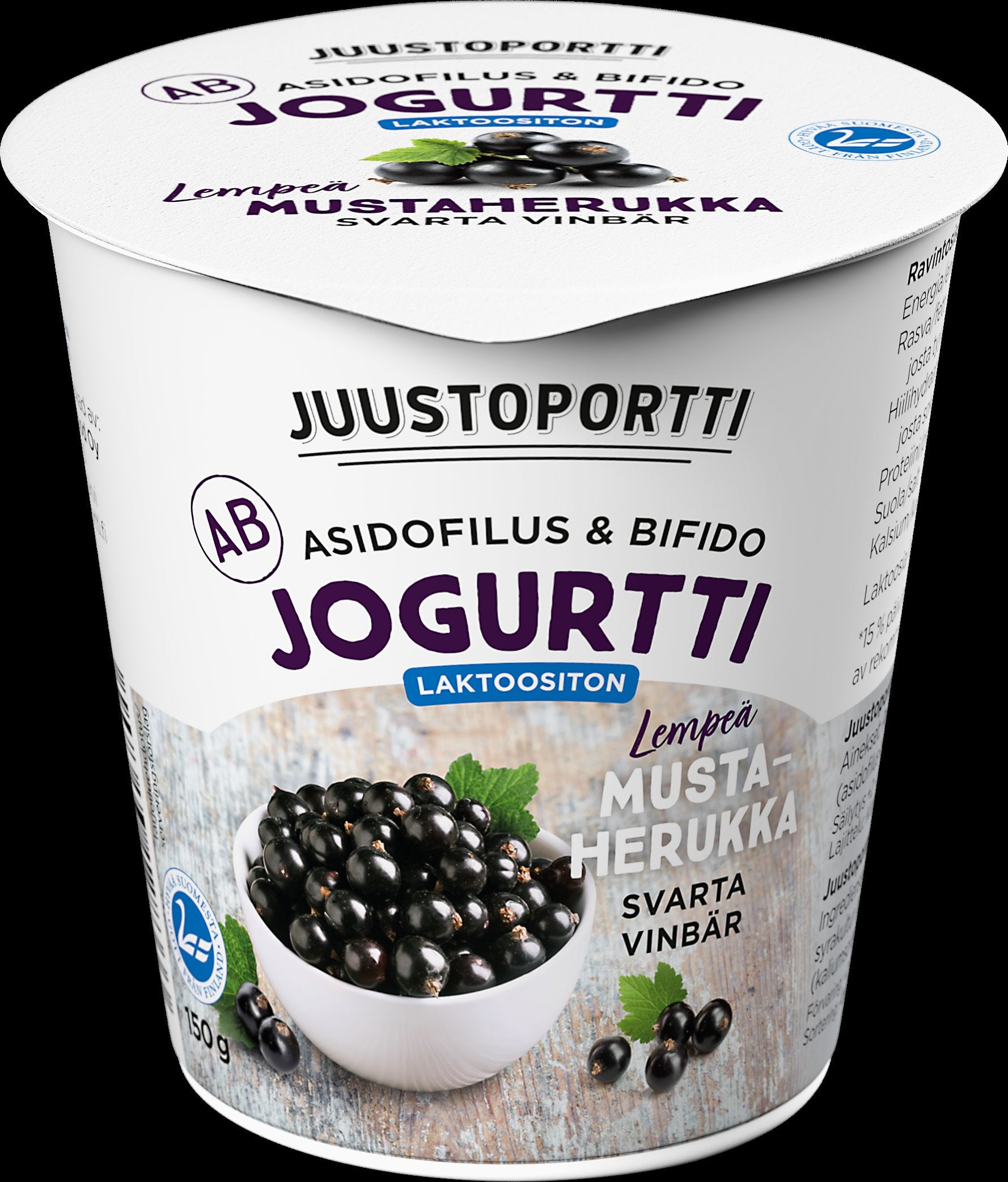 Juustoportti AB-jogurtti 150 g mustaherukka laktoositon
