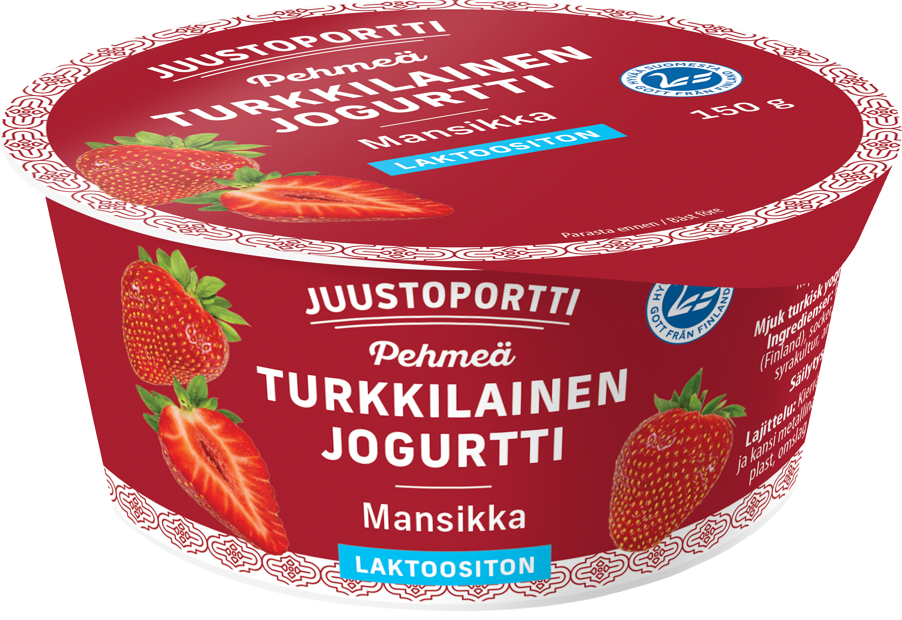 Juustoportti Pehmeä turkkilainen jogurtti 150 g mansikka laktoositon