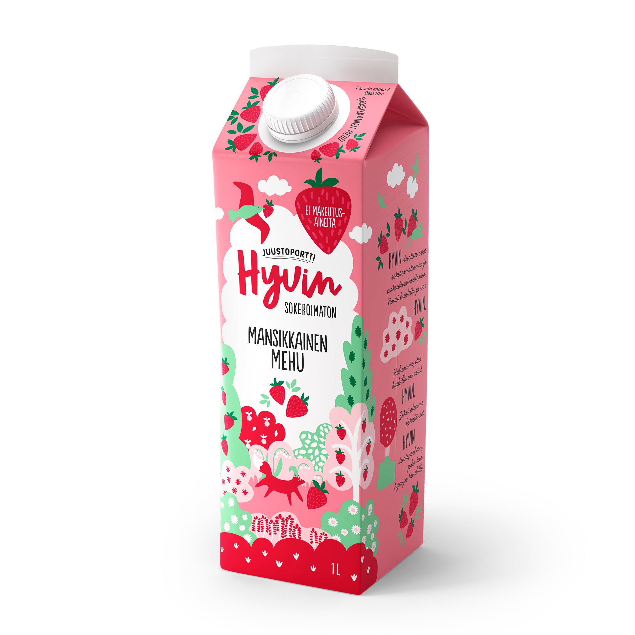 Juustoportti Hyvin mehu 1 l mansikkainen