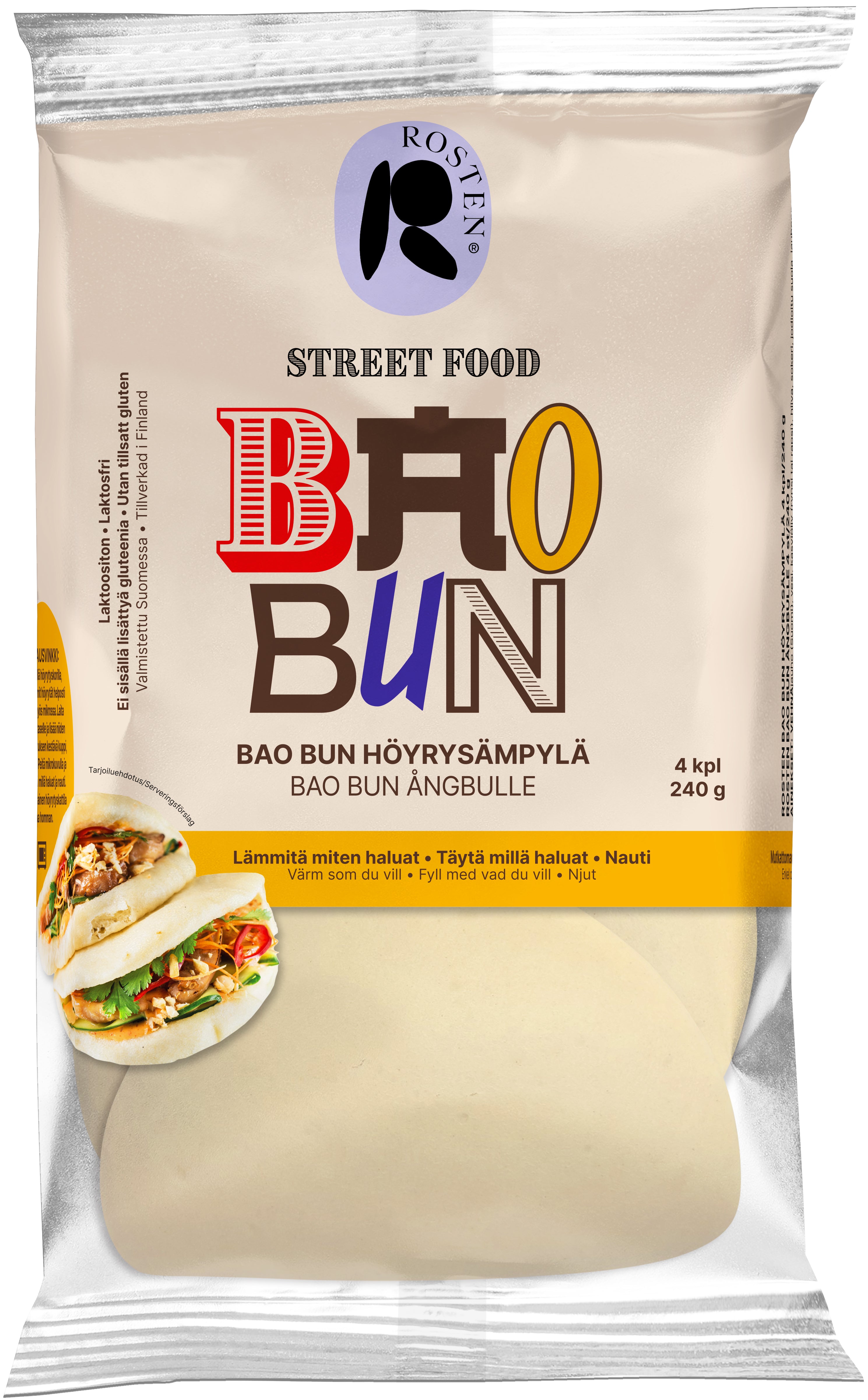 Rosten Street Food Bao Bun höyrysämpylä 4kpl/240 g, pakaste