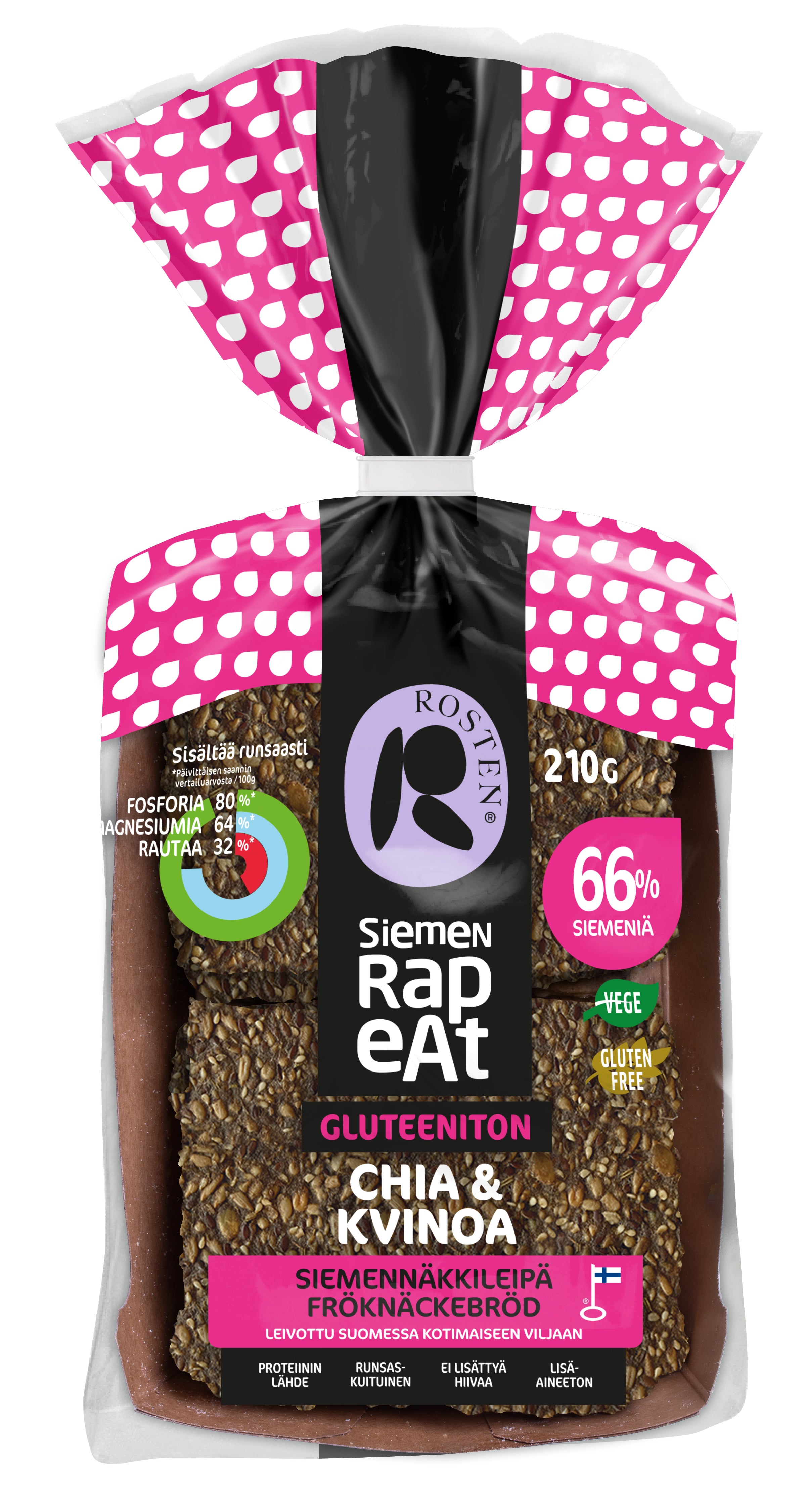 Rosten Siemenrapeat gluteeniton chia&kvinoa siemennäkkileipä 10kpl 210g