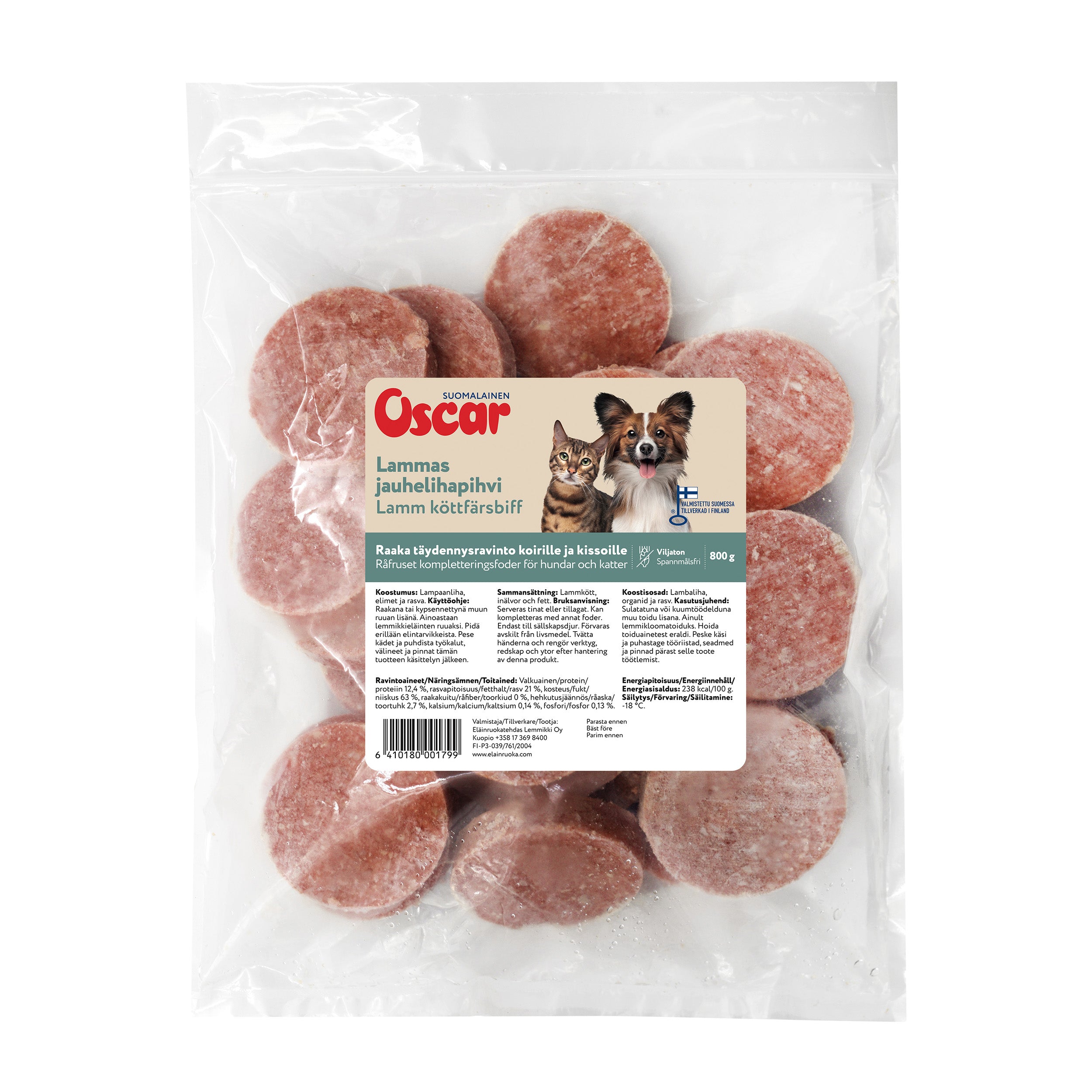 Oscar Lammas raakapakastettu jauhelihapihvi 800 g