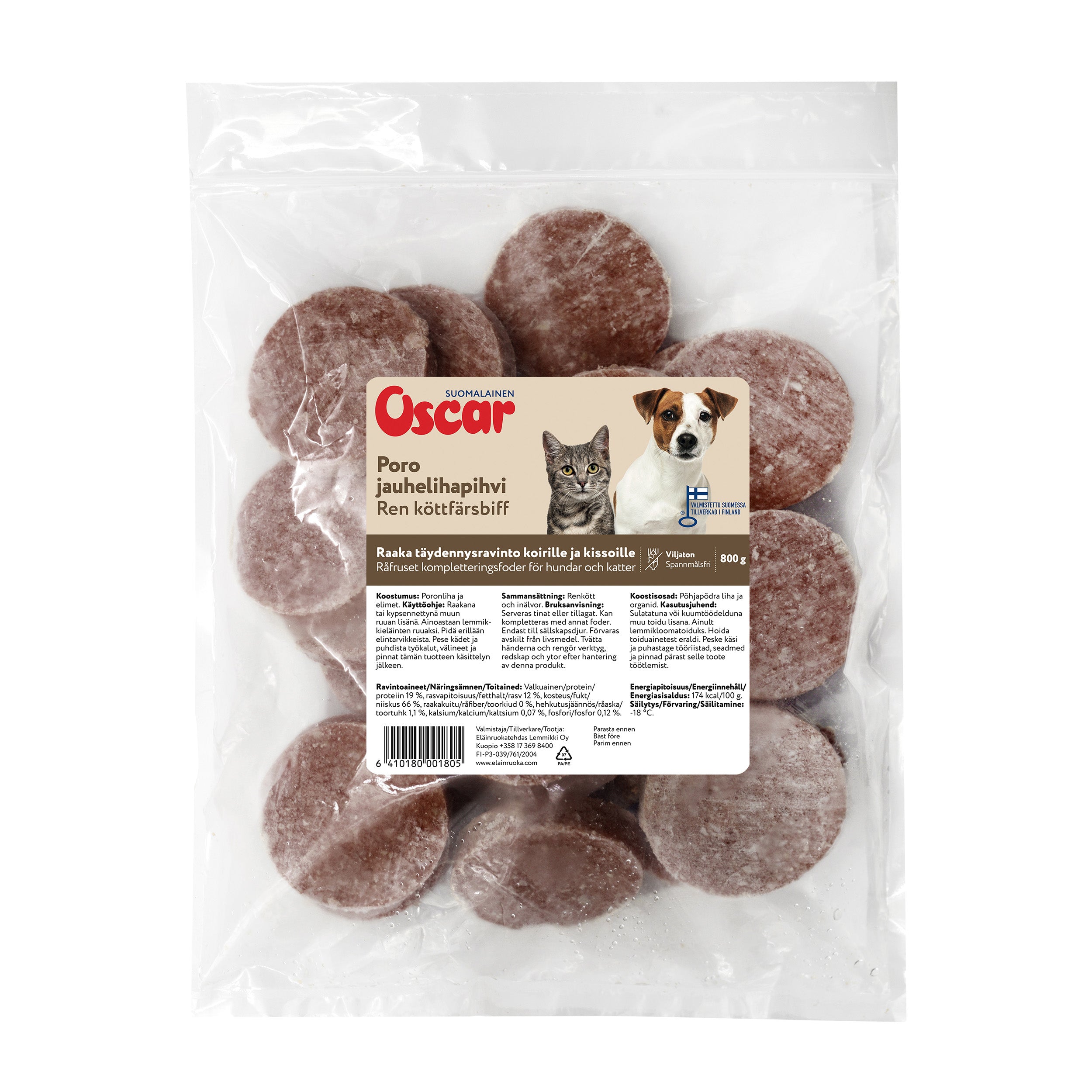 Oscar Poro raakapakastettu jauhelihapihvi 800 g