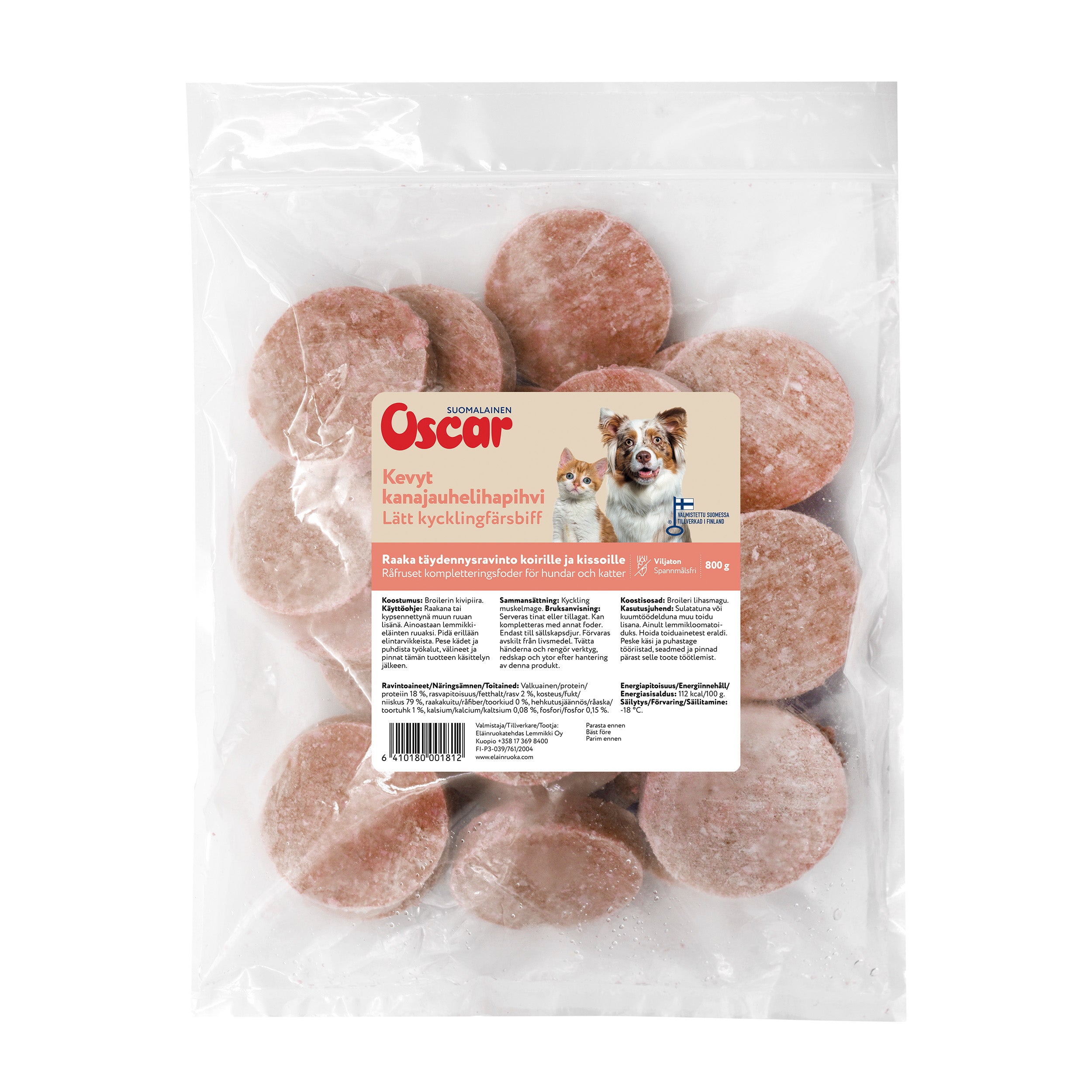 Oscar Kevyt raakapakastettu kanajauhelihapihvi 800 g