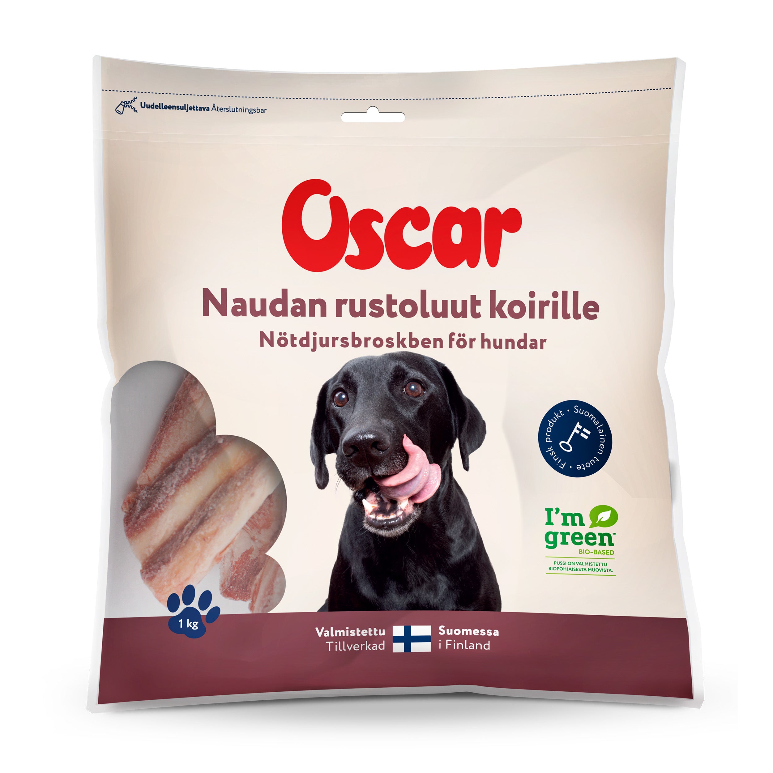 Oscar Naudan rustoluut koirille pakaste 1kg