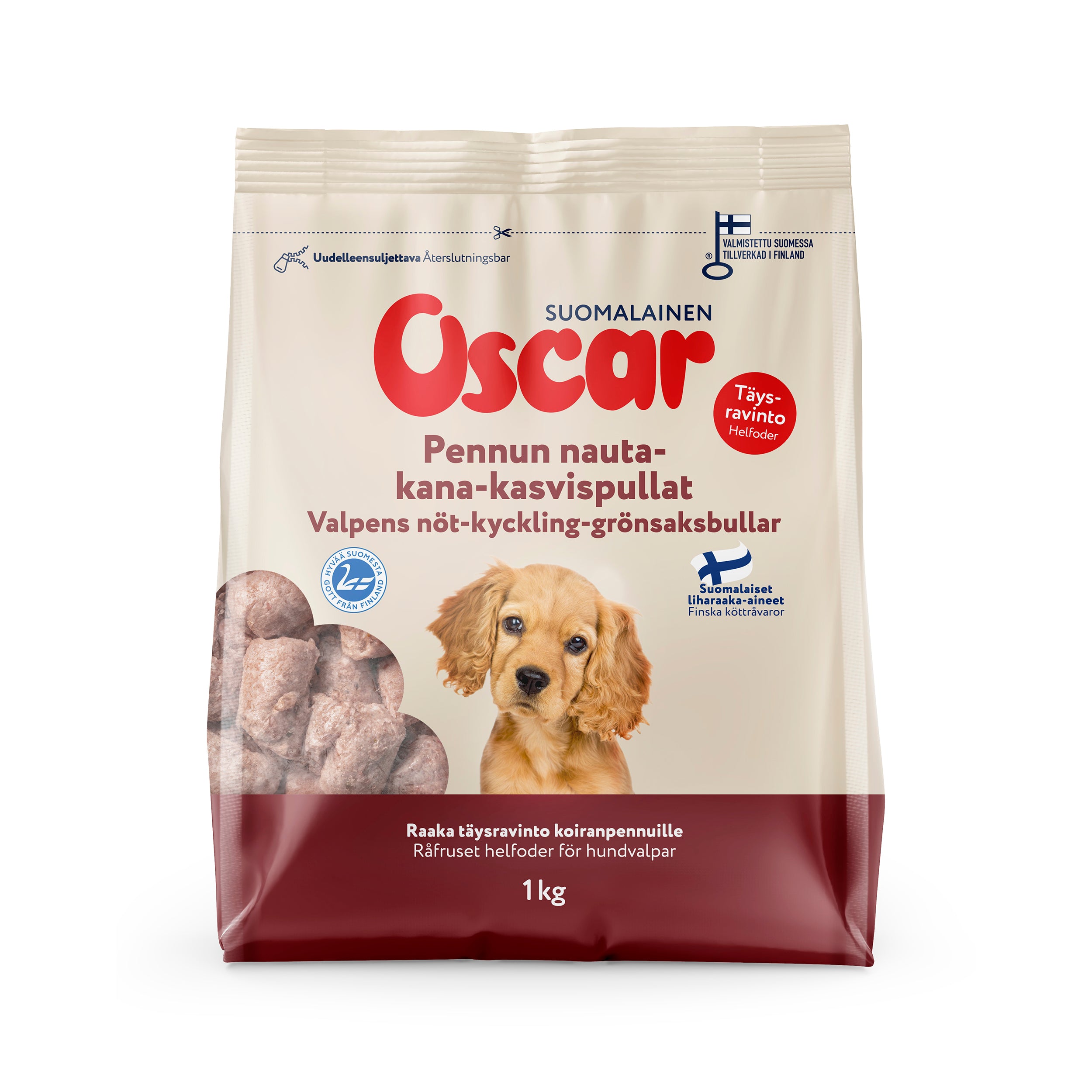 Oscar Pennun nauta-kana-kasvispullat 1kg