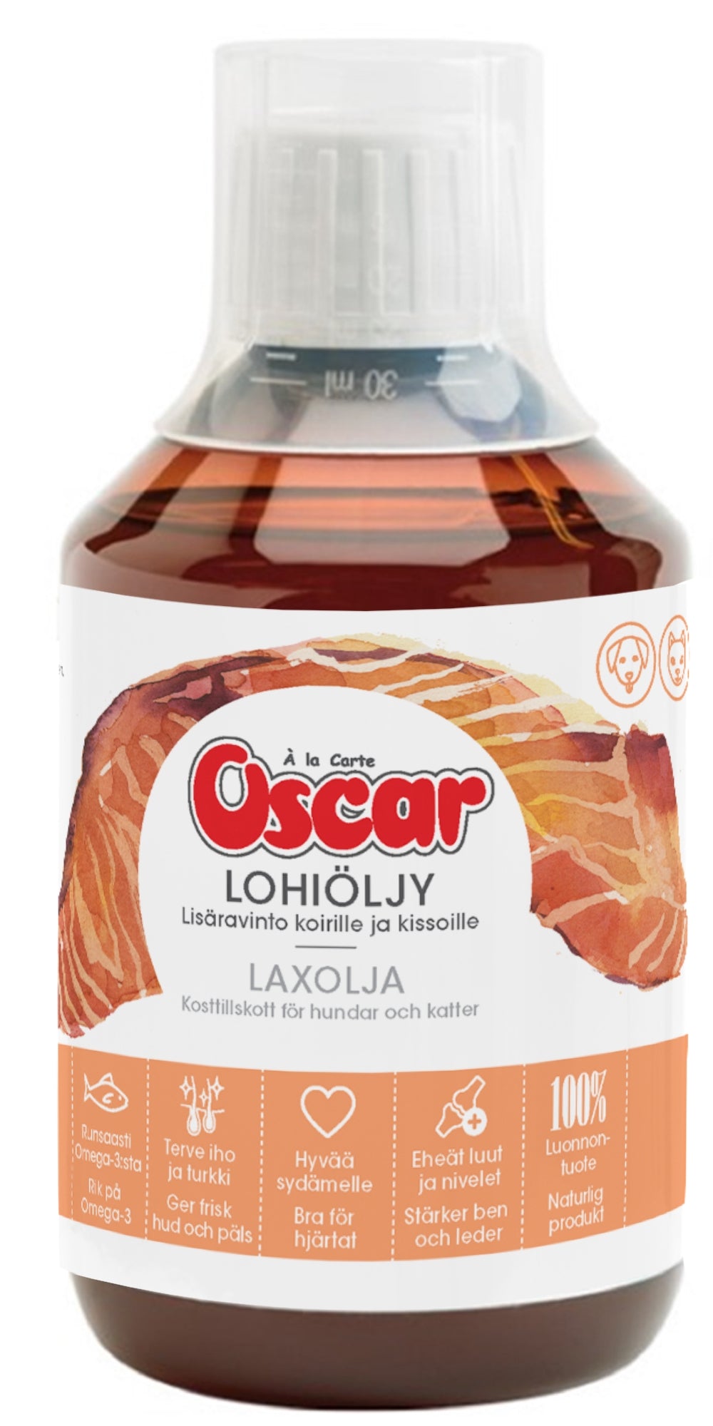 Oscar Lohiöljy Lisäravinto koirille ja kissoille 300ml
