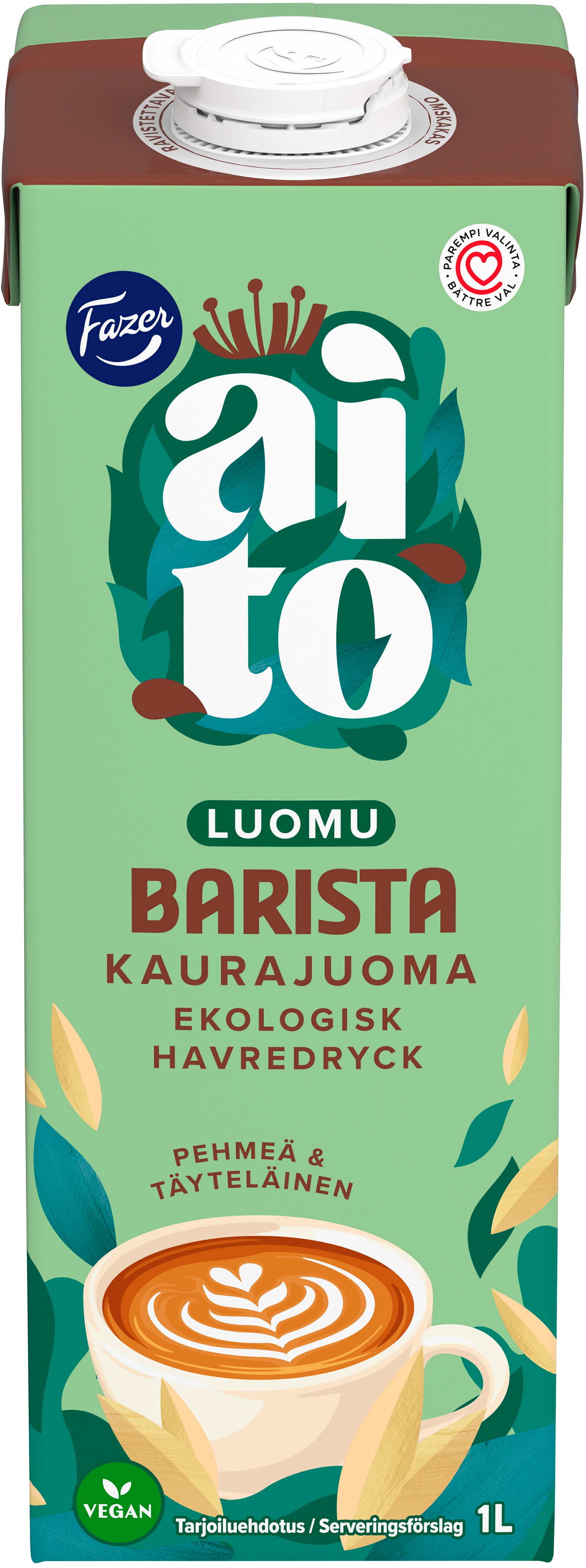 Fazer Aito Kaurajuoma Barista Luomu 1L UHT