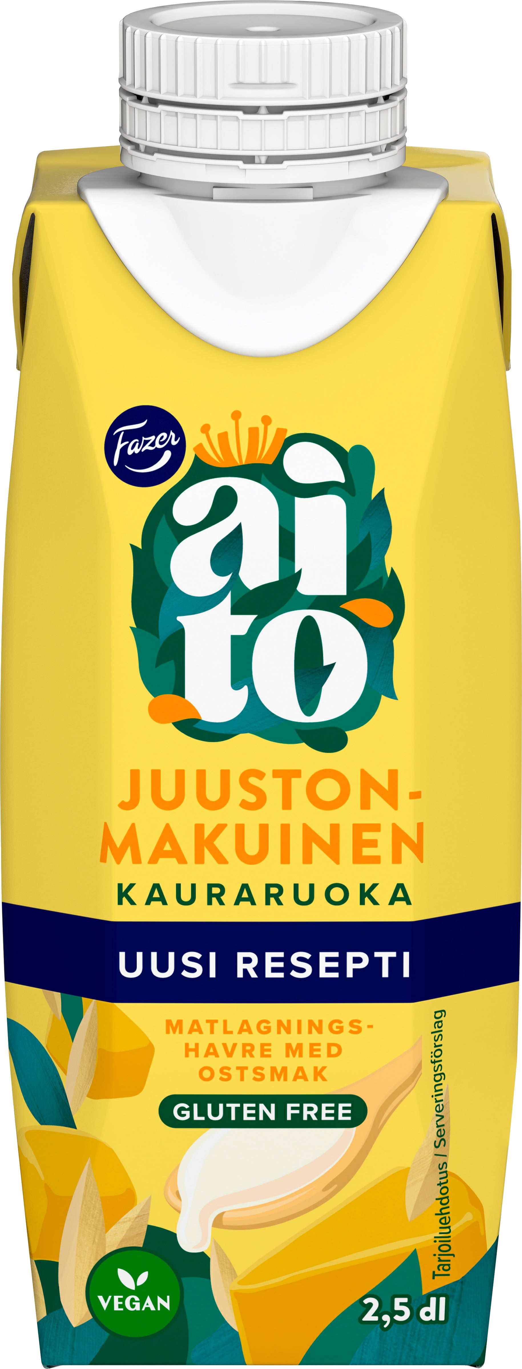 Fazer Aito Kauraruoka juustonmakuinen, gluteeniton juustonmakuinen kauravalmiste ruoanlaittoon 2,5 dl