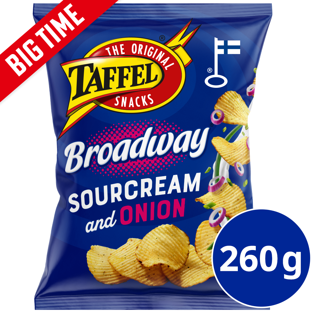 Taffel Broadway sourcream & onion maustettu sipsi 260g