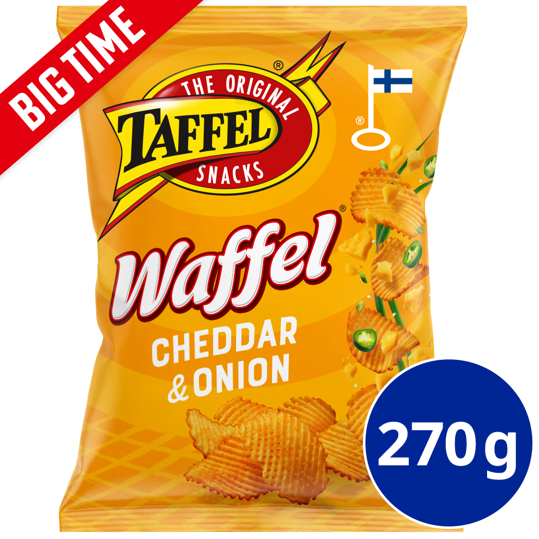 Taffel Waffel cheddar & onion maustettu sipsi 270g