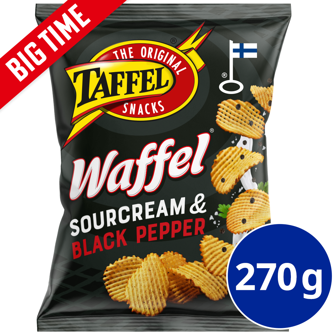 Taffel Waffel sourcream & black pepper maustettu sipsi 270g