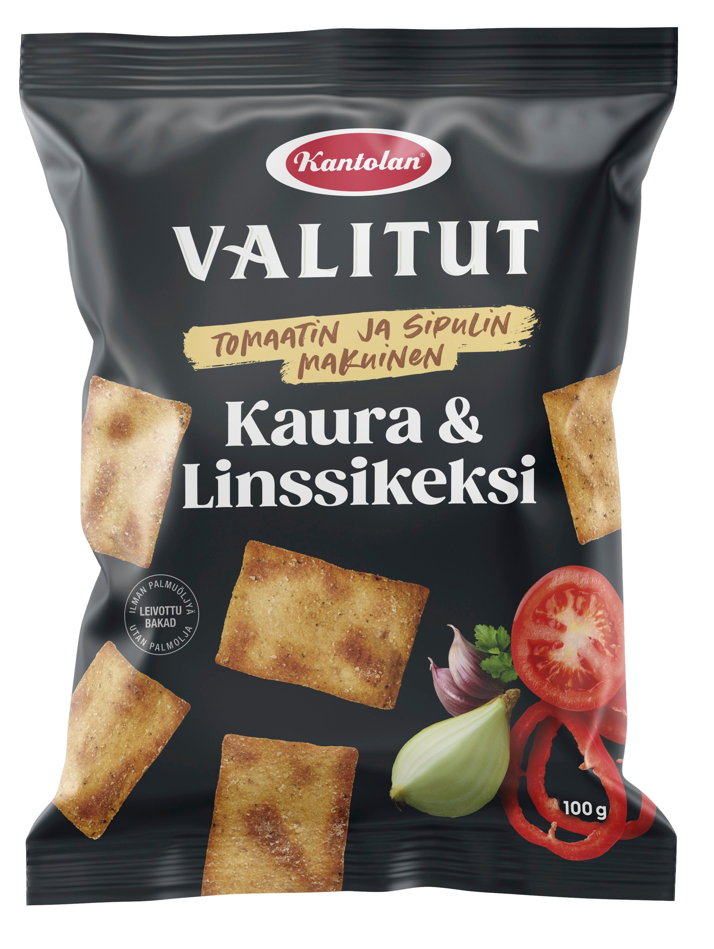 Kantolan Valitut Kaura & Linssikeksi tomaatti ja sipuli 100g