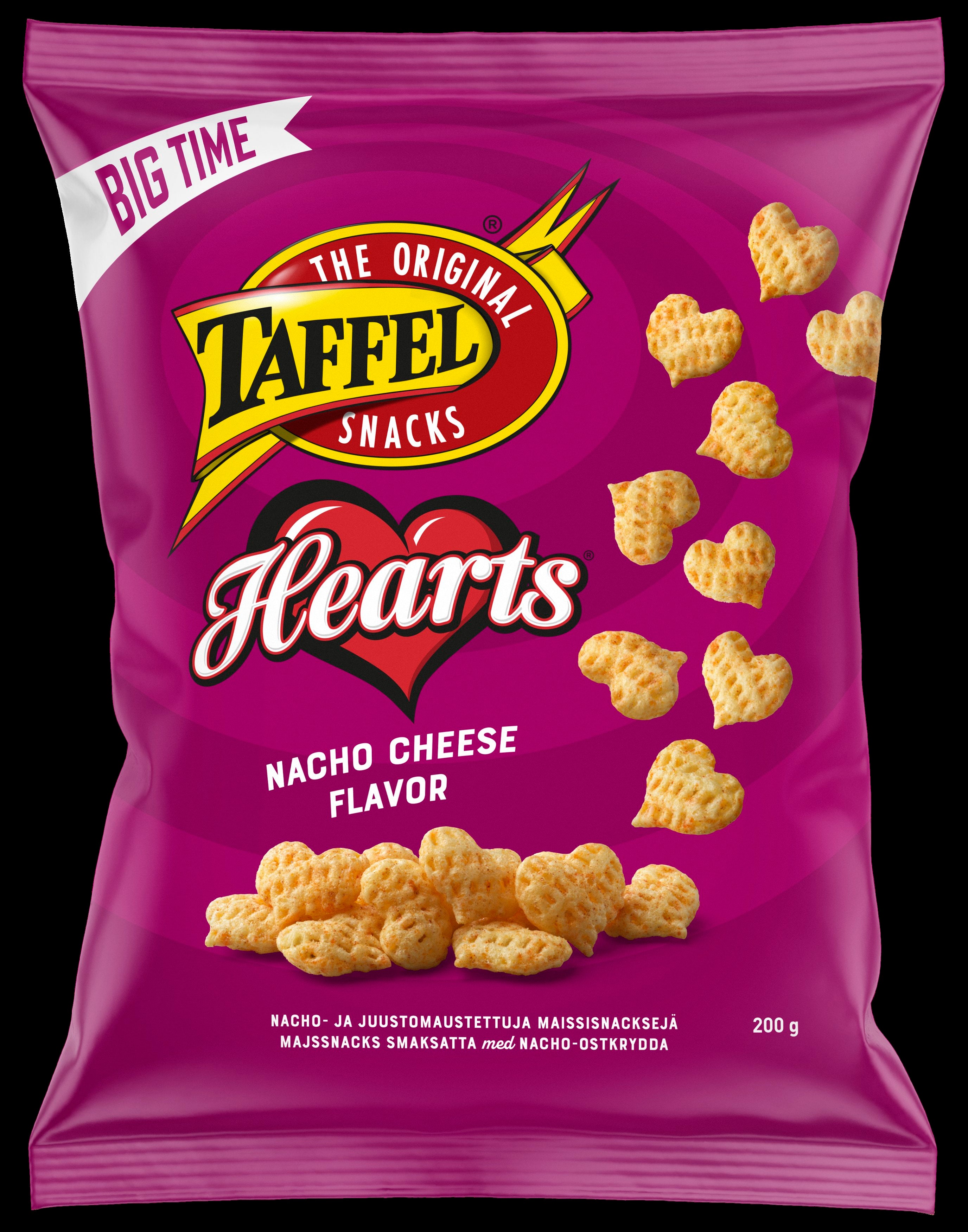 Taffel Hearts nacho cheese maustettu maissisipsi 200g