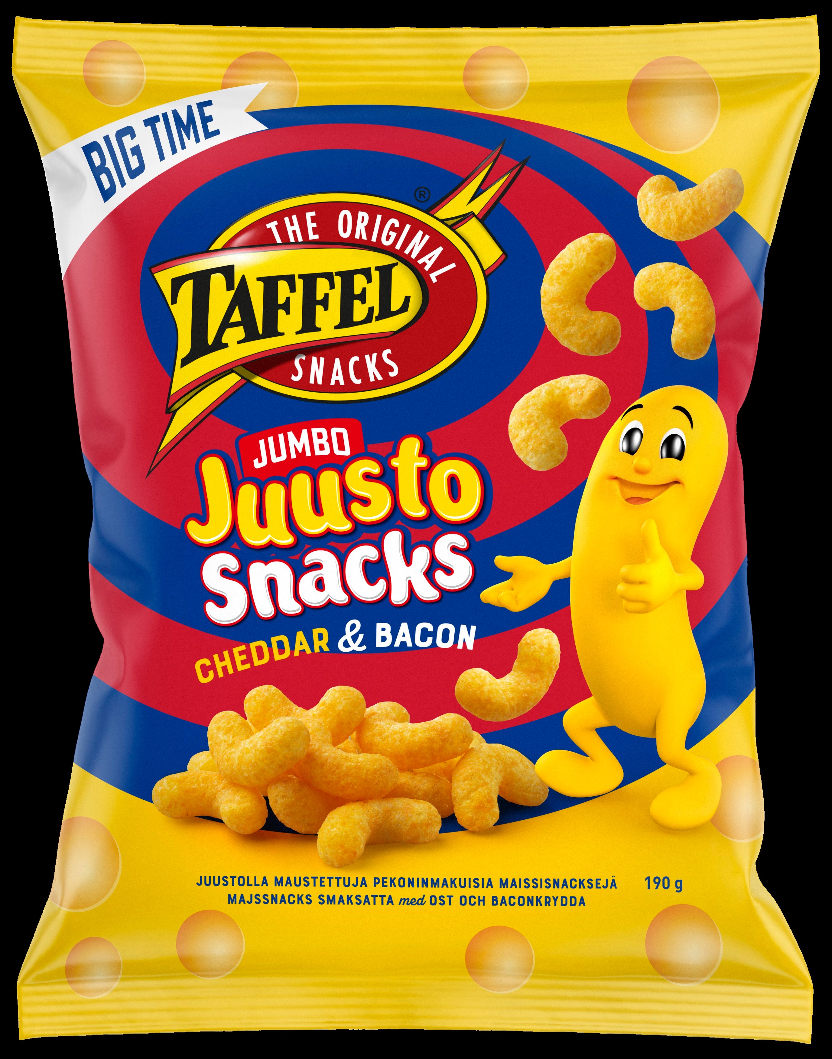 Taffel Jumbojuusto bacon & cheddar maustettu juustosnacks 190g