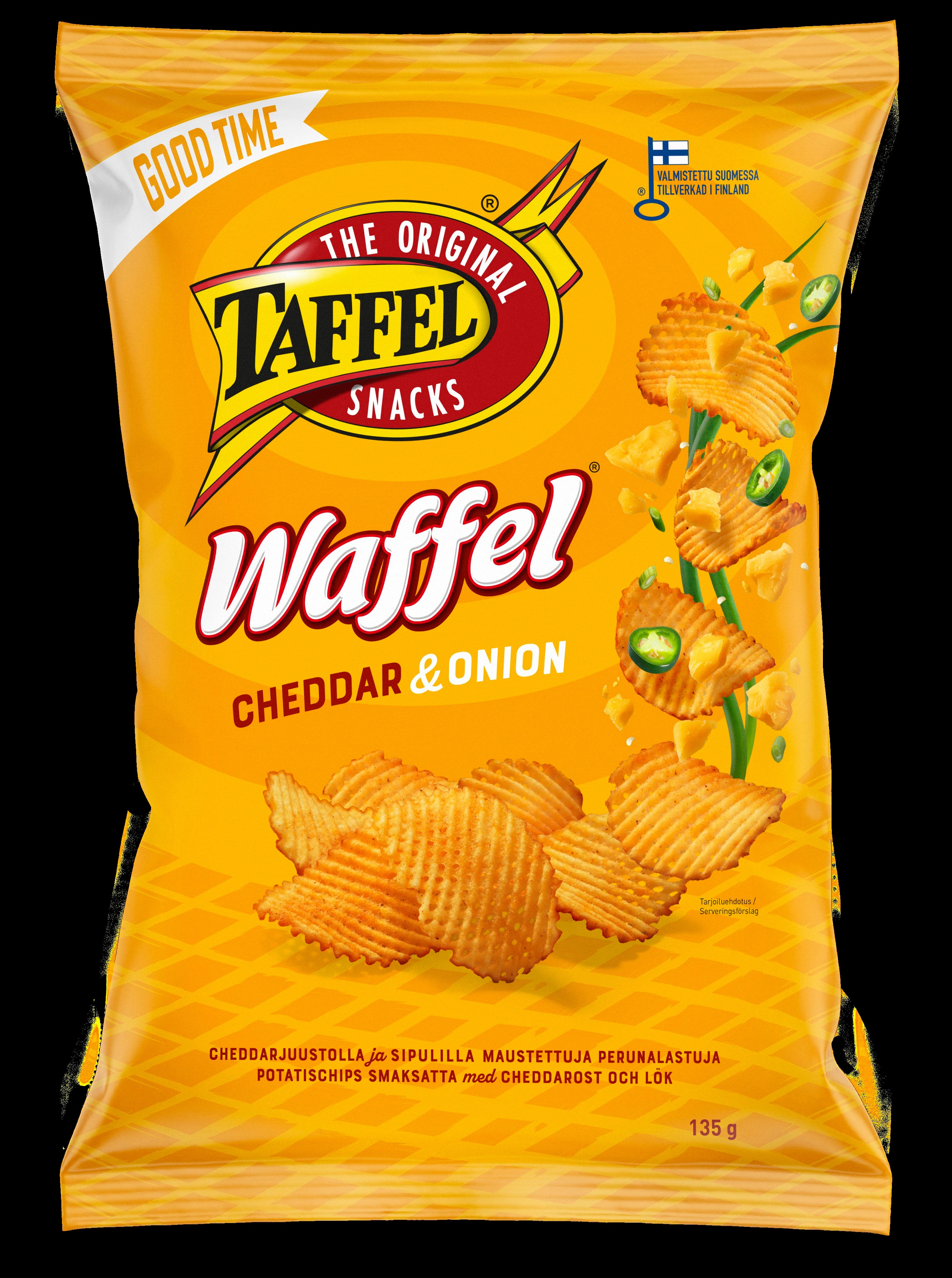 Taffel Waffel cheddar & onion maustettu sipsi 135g