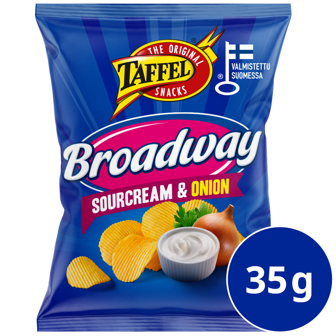 Taffel Broadway sourcream & onion maustettu sipsi 35g
