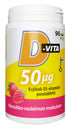 D-Vita 50 µg mansikka-vadelmanmakuinen 90 tabl ksylitoli-D3-vitamiinipurutabletti, Vitabalans