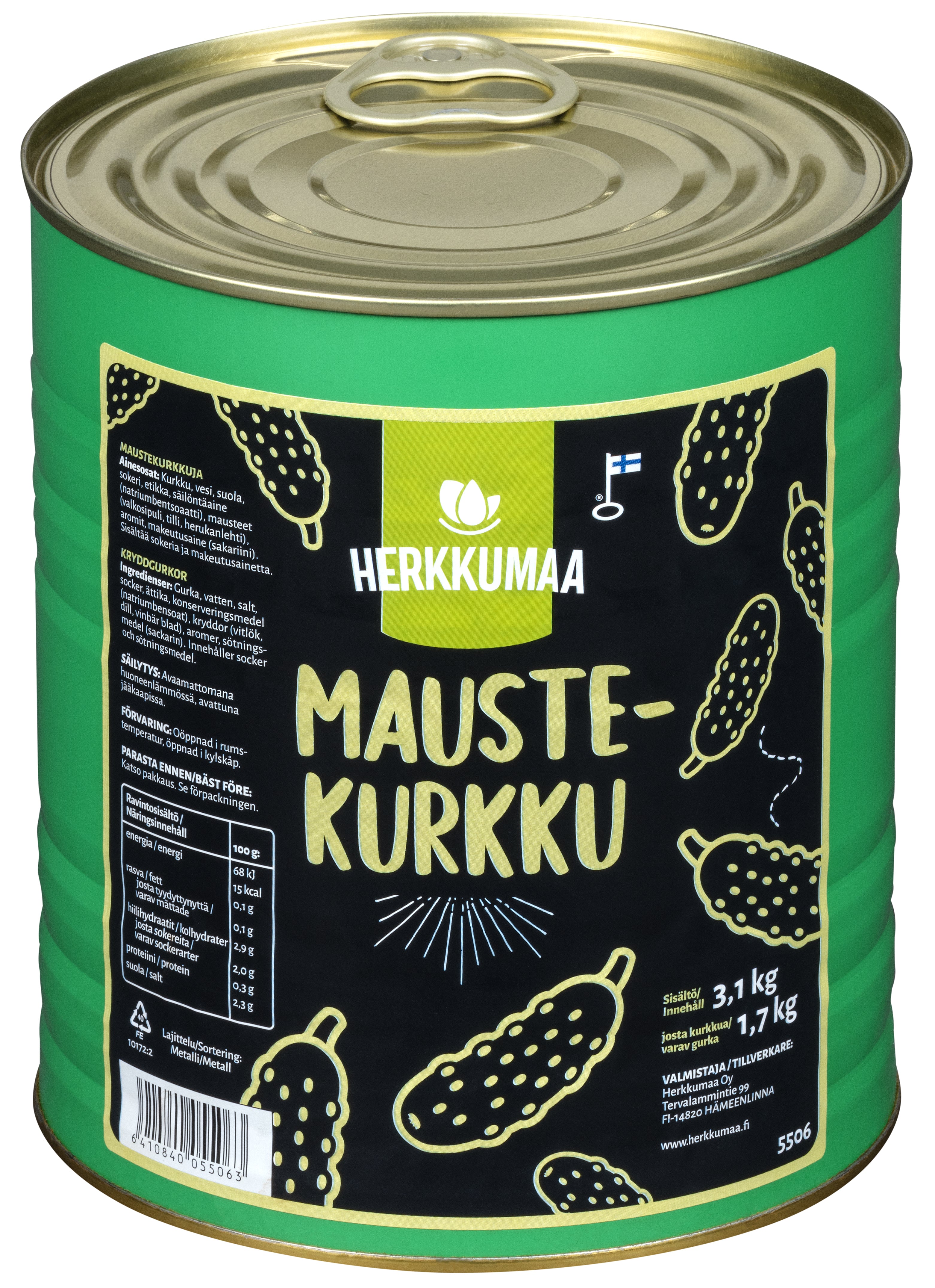 Herkkumaa Maustekurkku 3,1/1,7kg