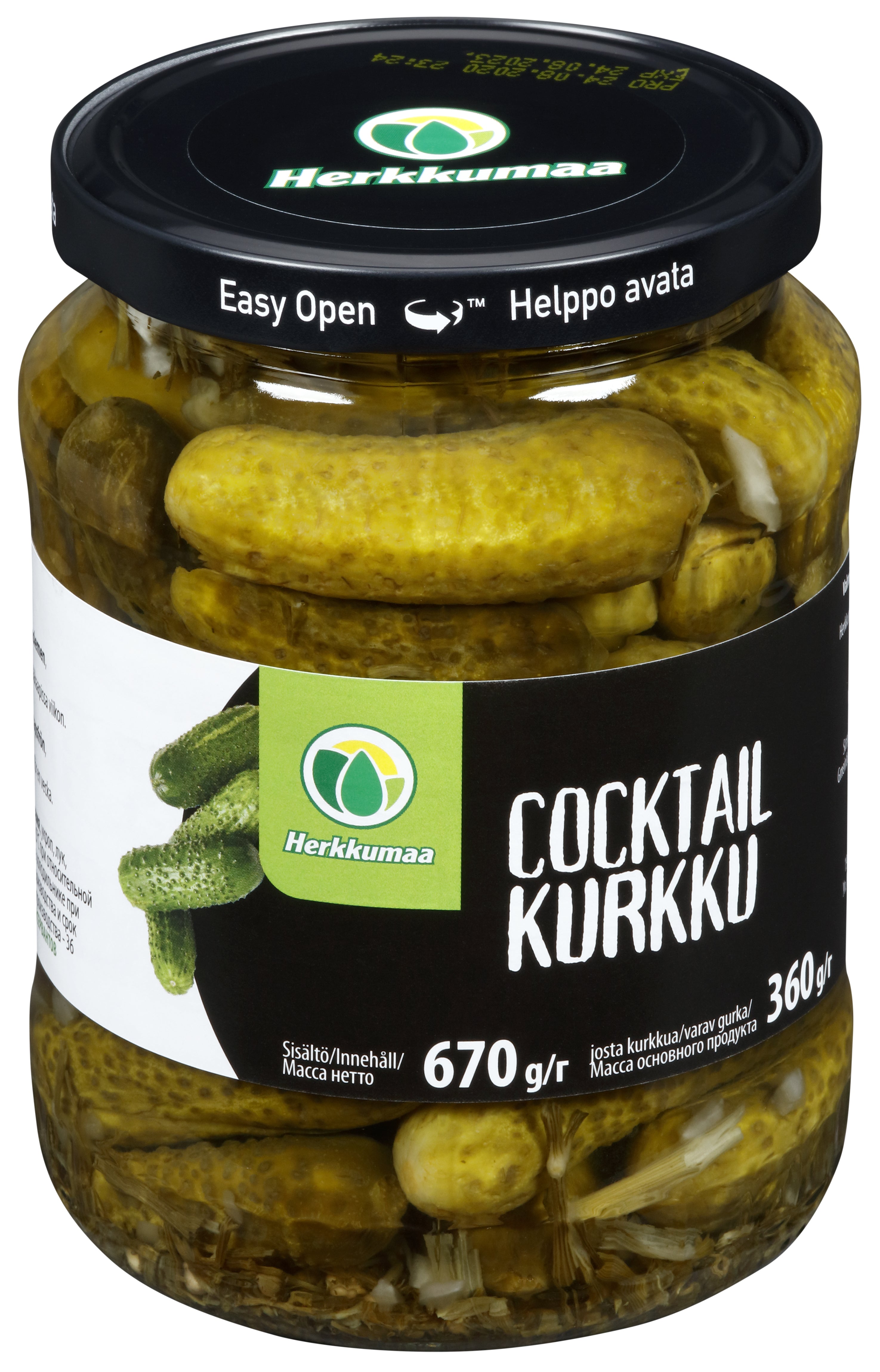 Herkkumaa cocktailkurkku 670/360 g