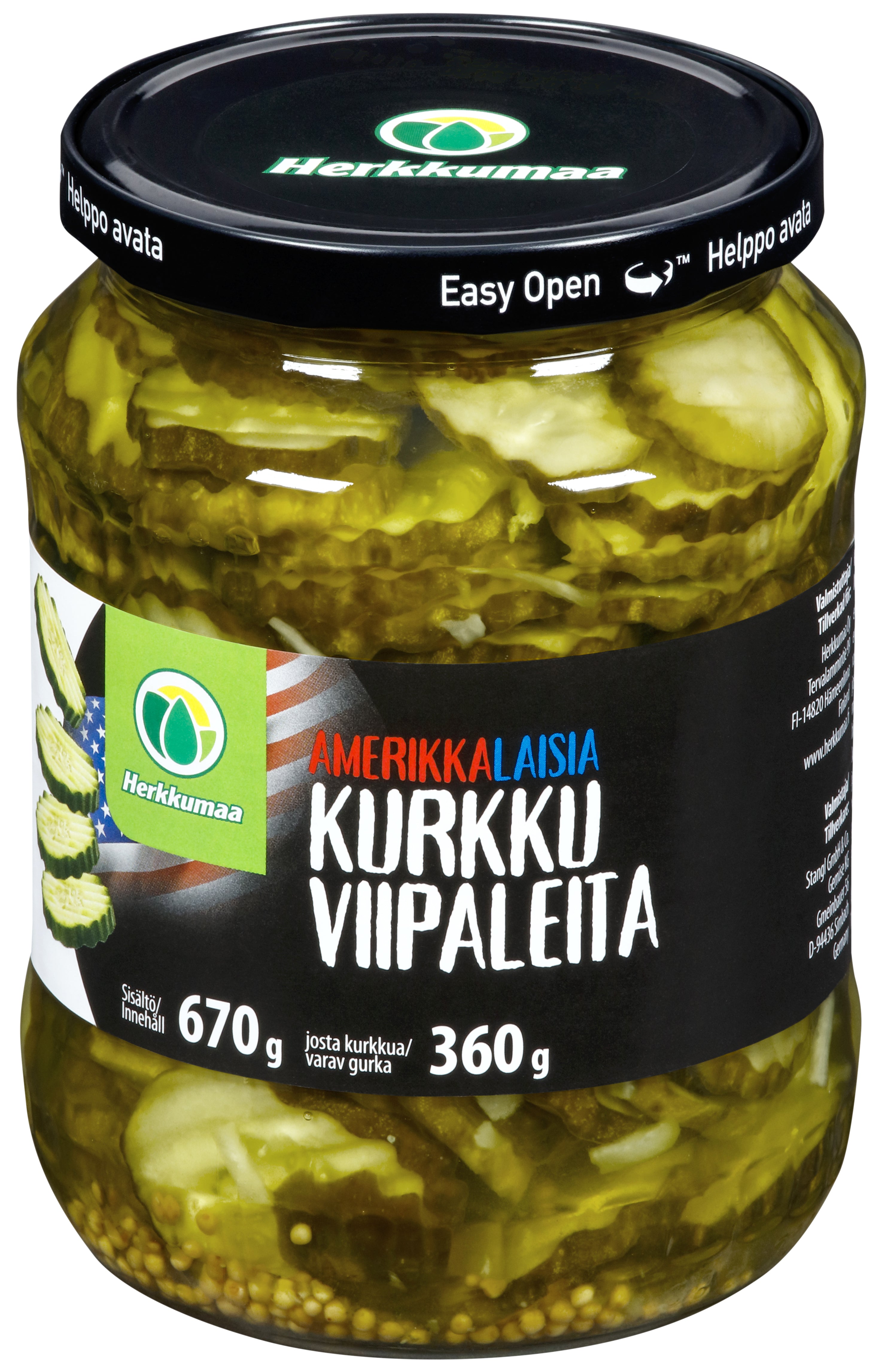 Herkkumaa Amerikkalaisia kurkkuviipaleita 670/360g