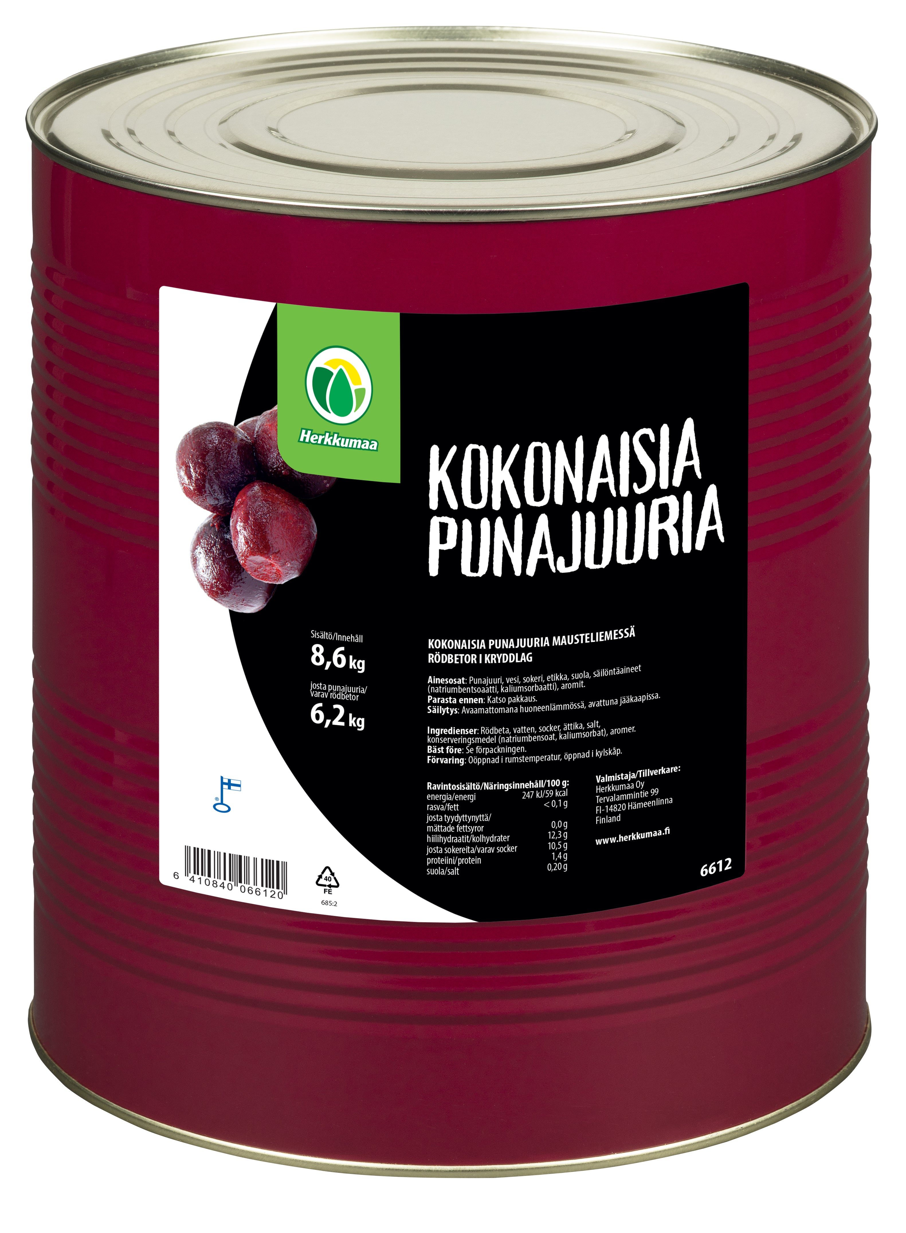 Herkkumaa Kokonaisia punajuuria 8,6/6,2kg