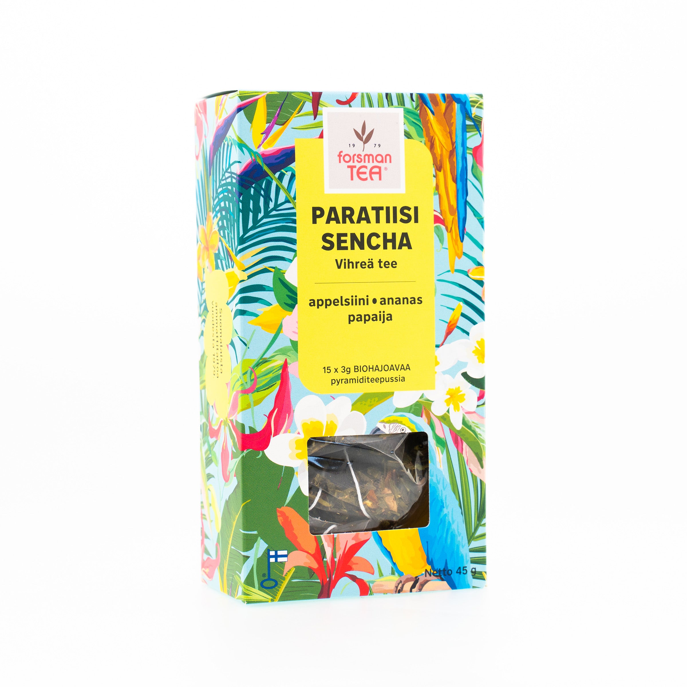 Forsman Pyramid Paratiisi Sencha vihreä maustettu tee 15x3g